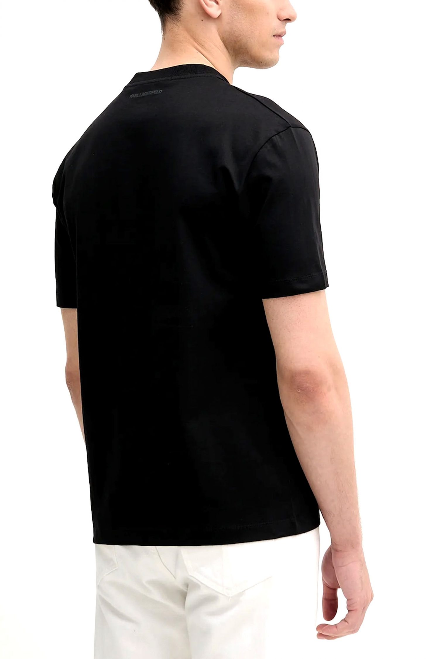 KARL LAGERFELD T-SHIRT CREW NECK LOGO ΜΑΥΡΟ