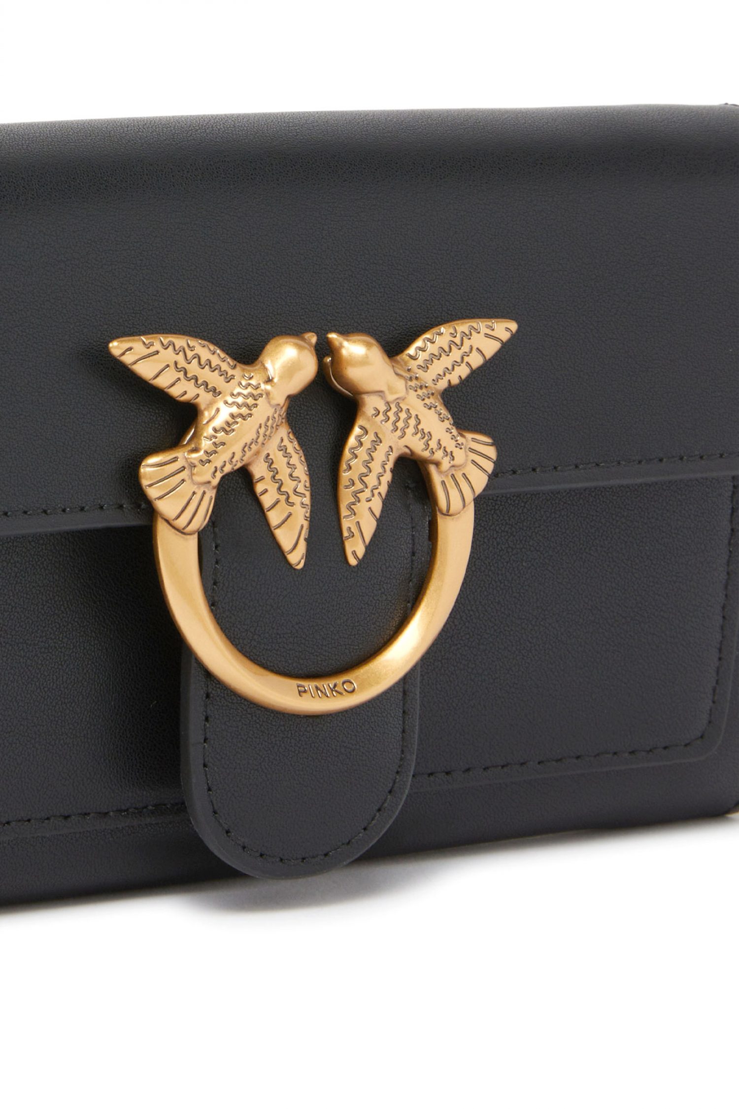 PINKO LOVE ICON WALLET C ΜΑΥΡΟ-ANTIQUE GOLD