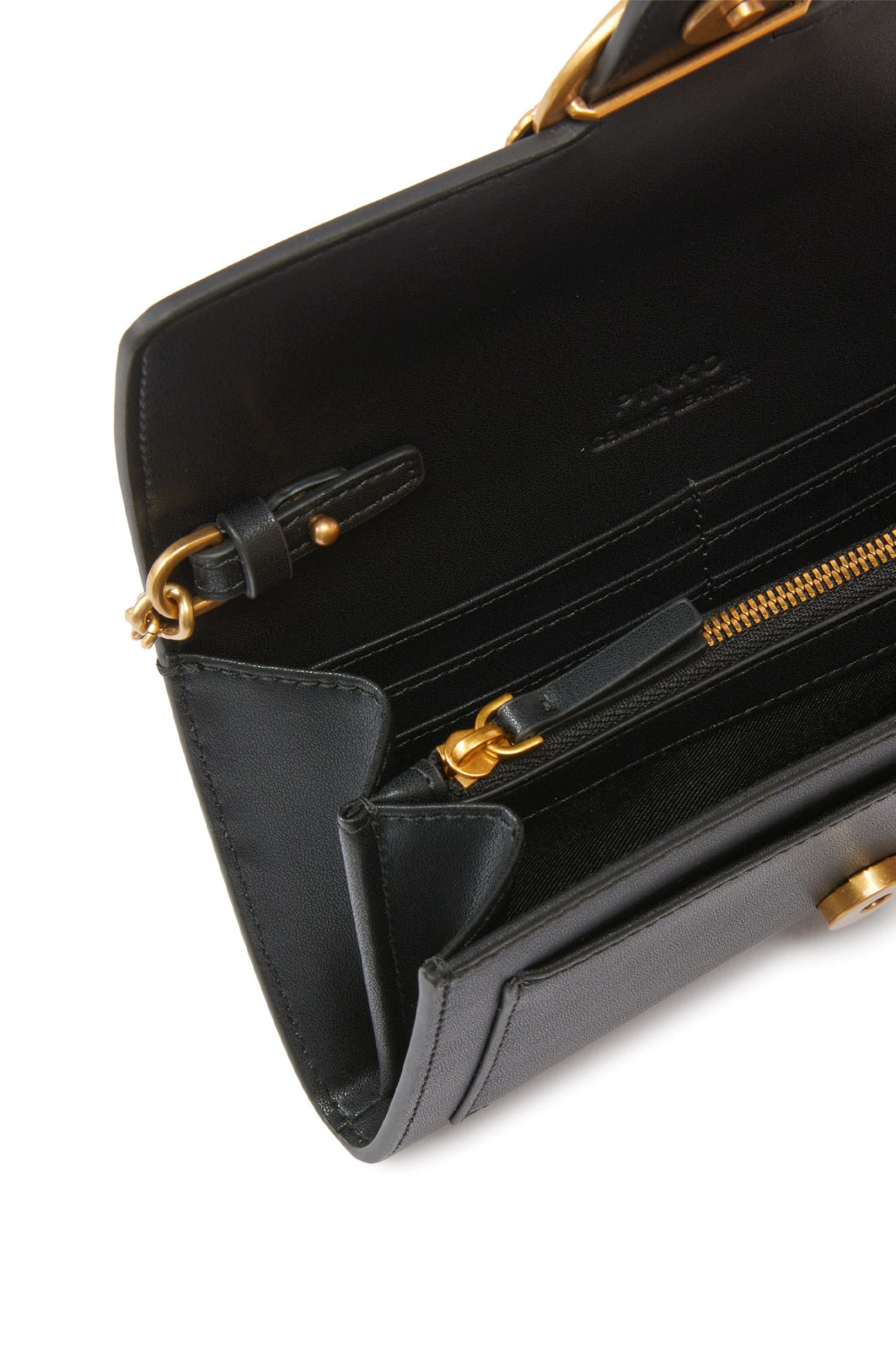 PINKO LOVE ICON WALLET C ΜΑΥΡΟ-ANTIQUE GOLD