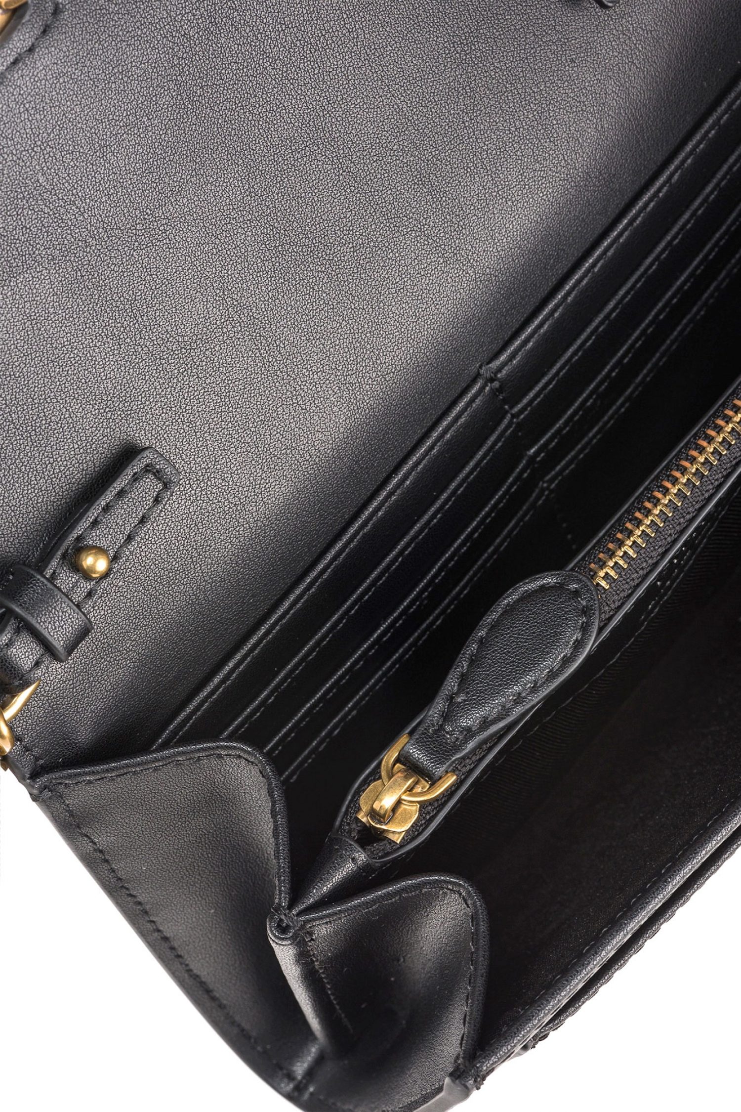 PINKO LOVE ICON WALLET C ΜΑΥΡΟ-ANTIQUE GOLD