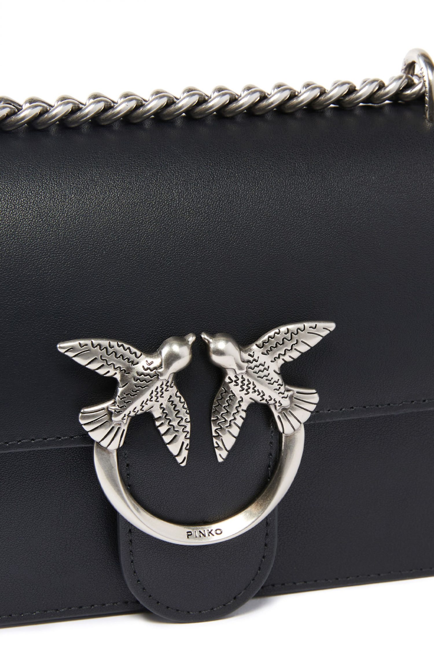 PINKO ΤΣΑΝΤΑ LOVE ONE MINI DC VITELLO SETA ΜΑΥΡΟ