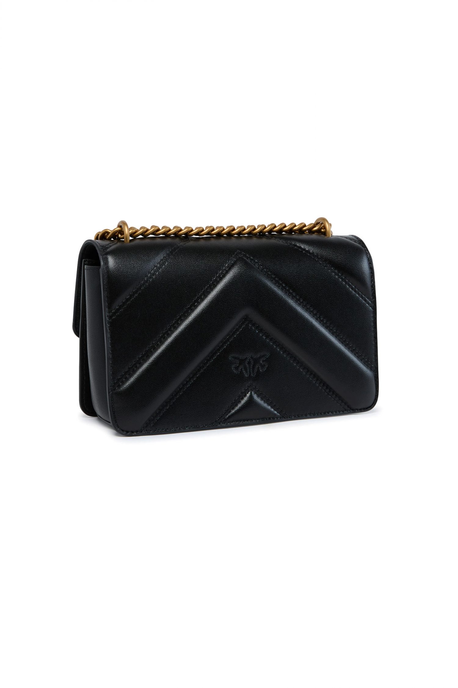 PINKO LOVE ONE MINI LIGHT DC SHEEP NAPPA BIG CHEVRON DS ΜΑΥΡΟ