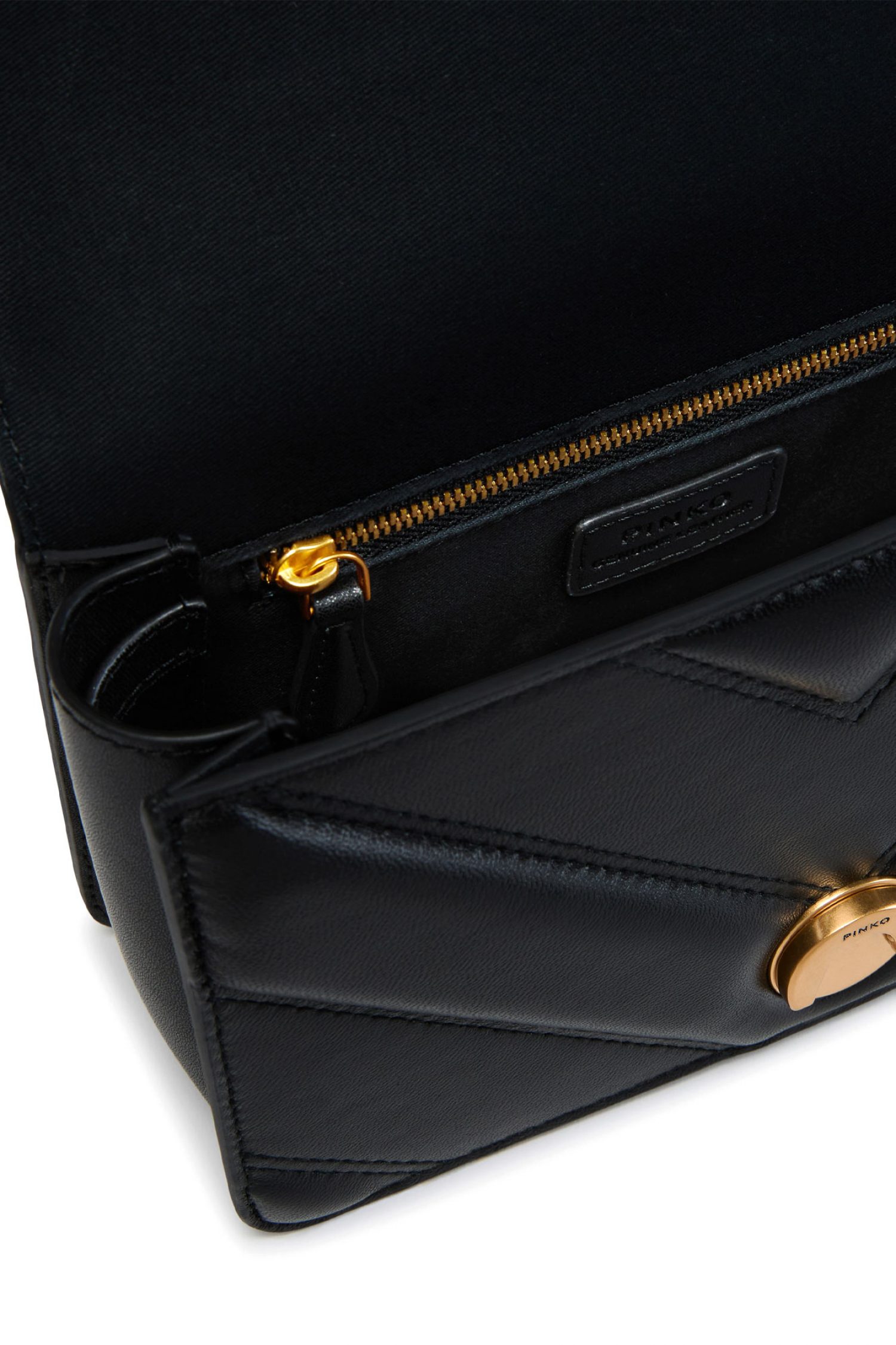 PINKO LOVE ONE MINI LIGHT DC SHEEP NAPPA BIG CHEVRON DS ΜΑΥΡΟ