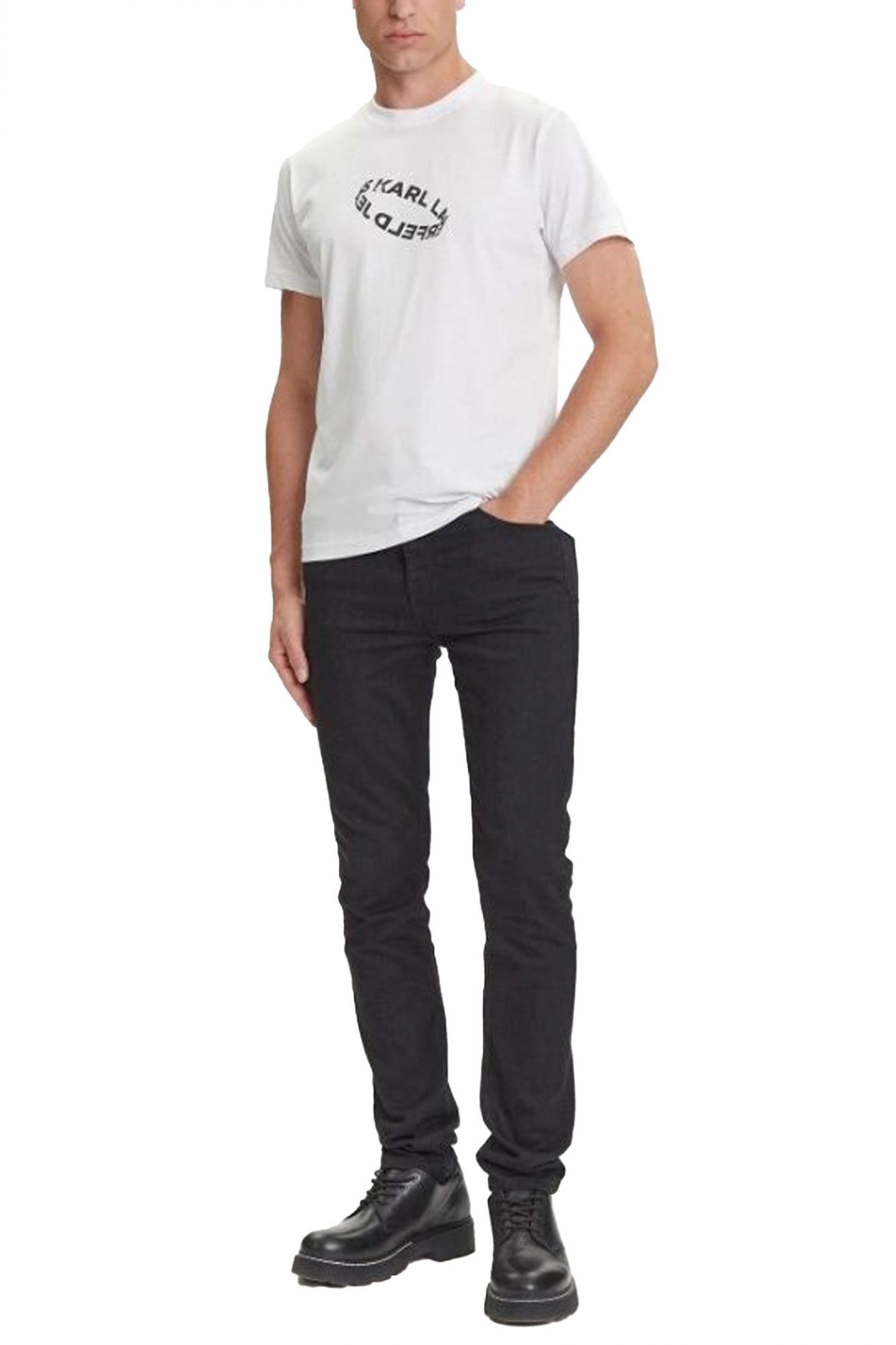 KARL LAGERFELD JEANS T-SHIRT SLIM RING TEE ΛΕΥΚΟ