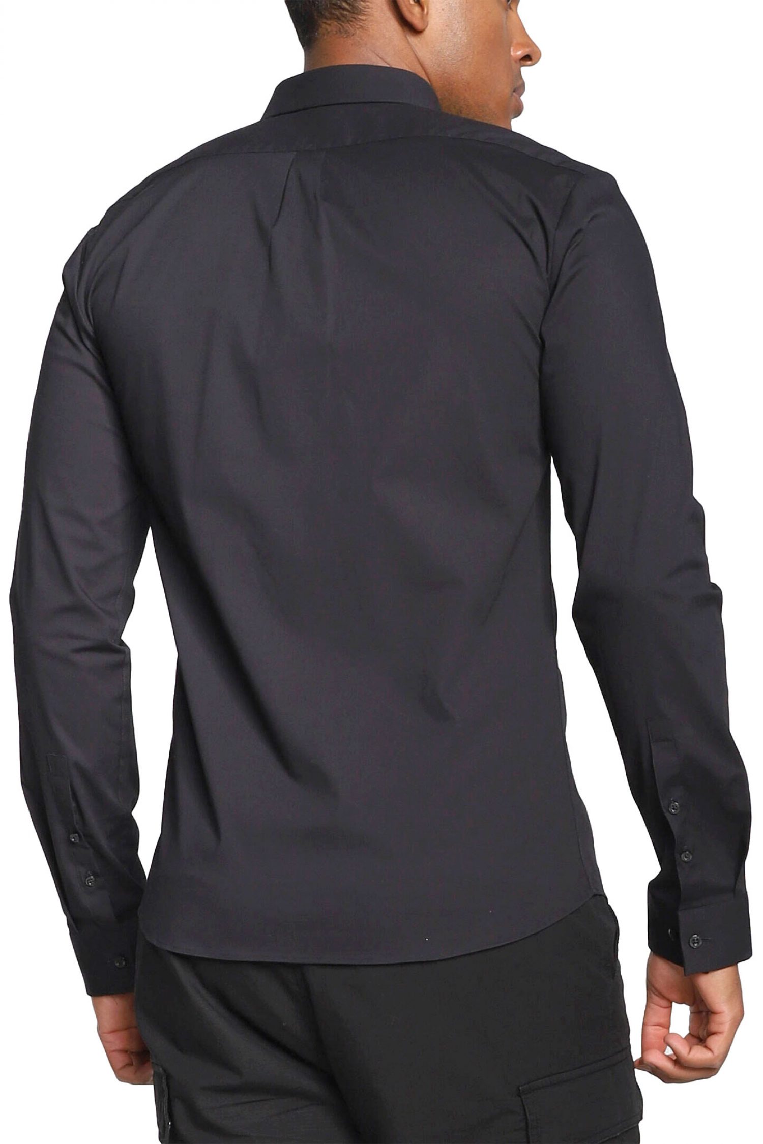 HUGO ΠΟΥΚΑΜΙΣΟ ERO3 EXTRA SLIM FIT STRETCH ΜΕΤΑΛΛΙΚΟ LOGO ΜΑΥΡΟ