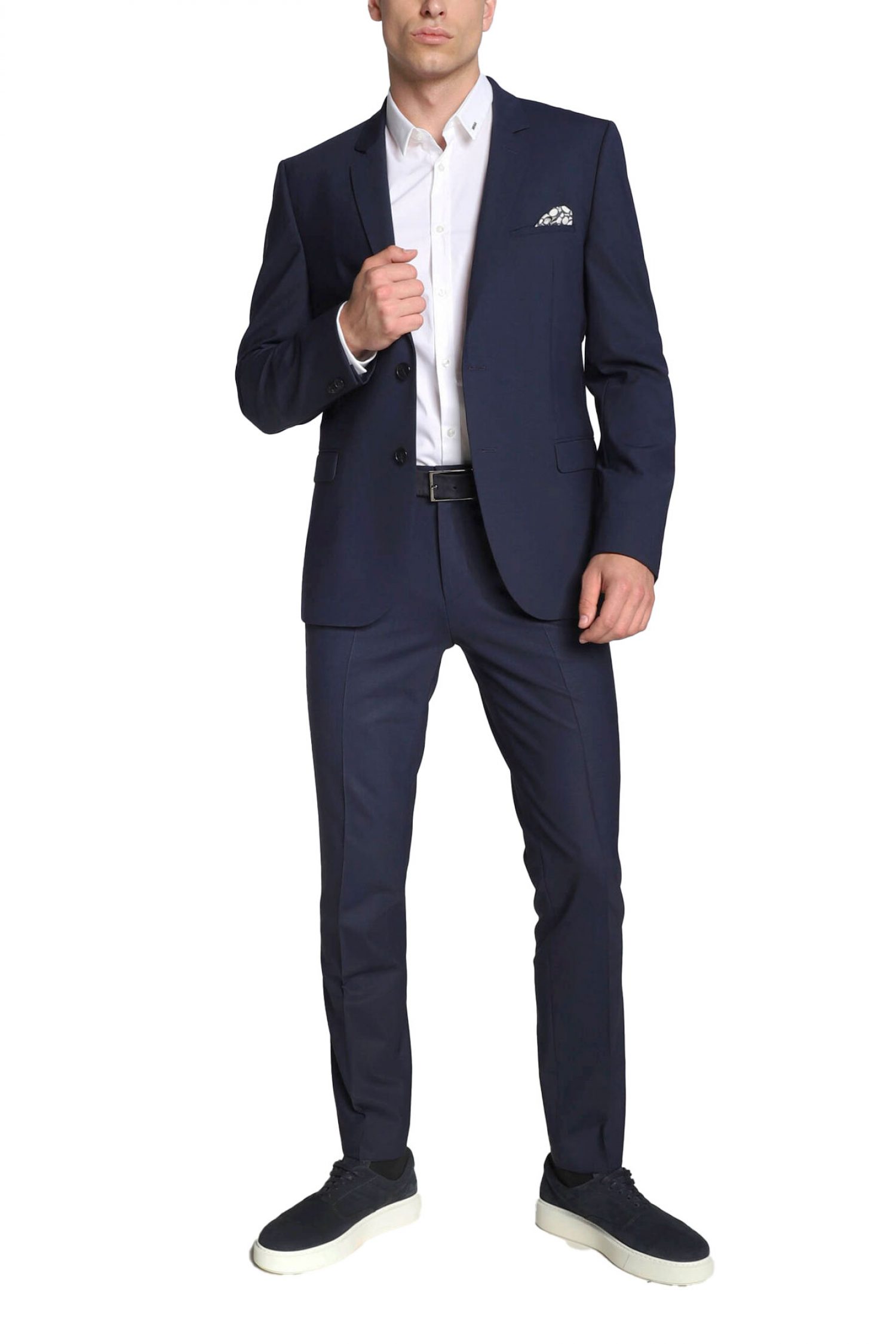 HUGO ΠΟΥΚΑΜΙΣΟ ERO3 EXTRA SLIM FIT STRETCH ΜΕΤΑΛΛΙΚΟ LOGO ΛΕΥΚΟ