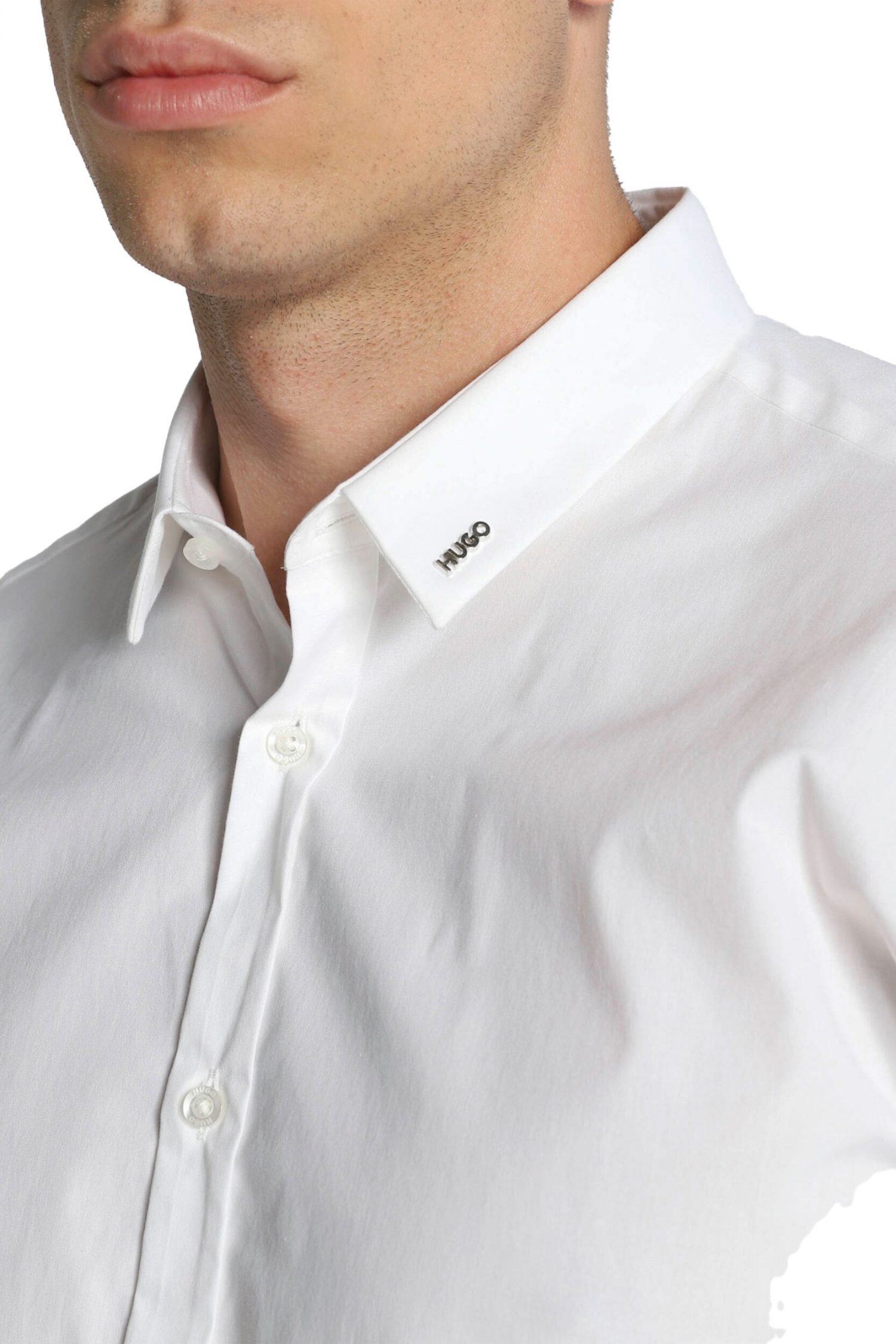 HUGO ΠΟΥΚΑΜΙΣΟ ERO3 EXTRA SLIM FIT STRETCH ΜΕΤΑΛΛΙΚΟ LOGO ΛΕΥΚΟ