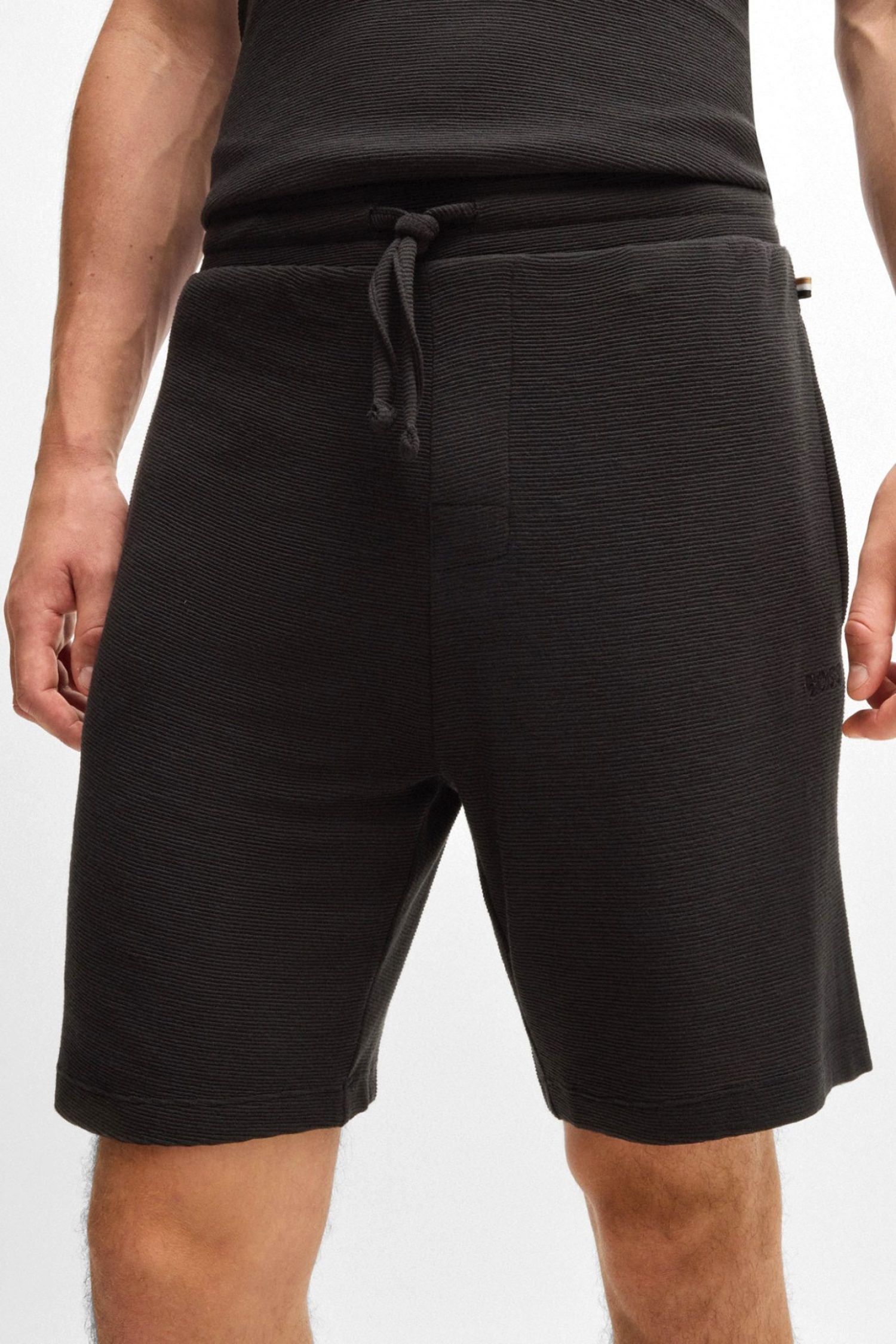 BOSS HOMEWEAR ΒΕΡΜΟΥΔΑ ΦΟΥΤΕΡ RIB SHORTS ΜΑΥΡΟ φωτογραφία