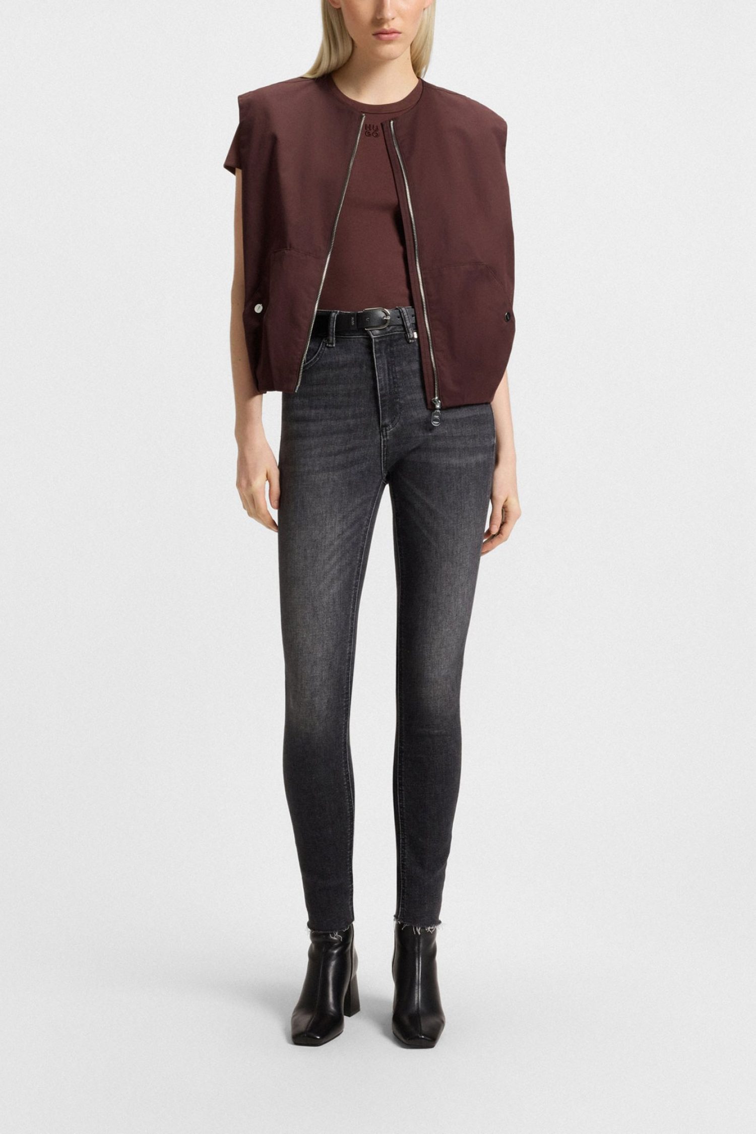 HUGO ΑΜΑΝΙΚΟ AZELDA-1 RELAXED FIT ΤΣΕΠΕΣ ΣΚΟΥΡΟ ΚΑΦΕ φωτογραφία