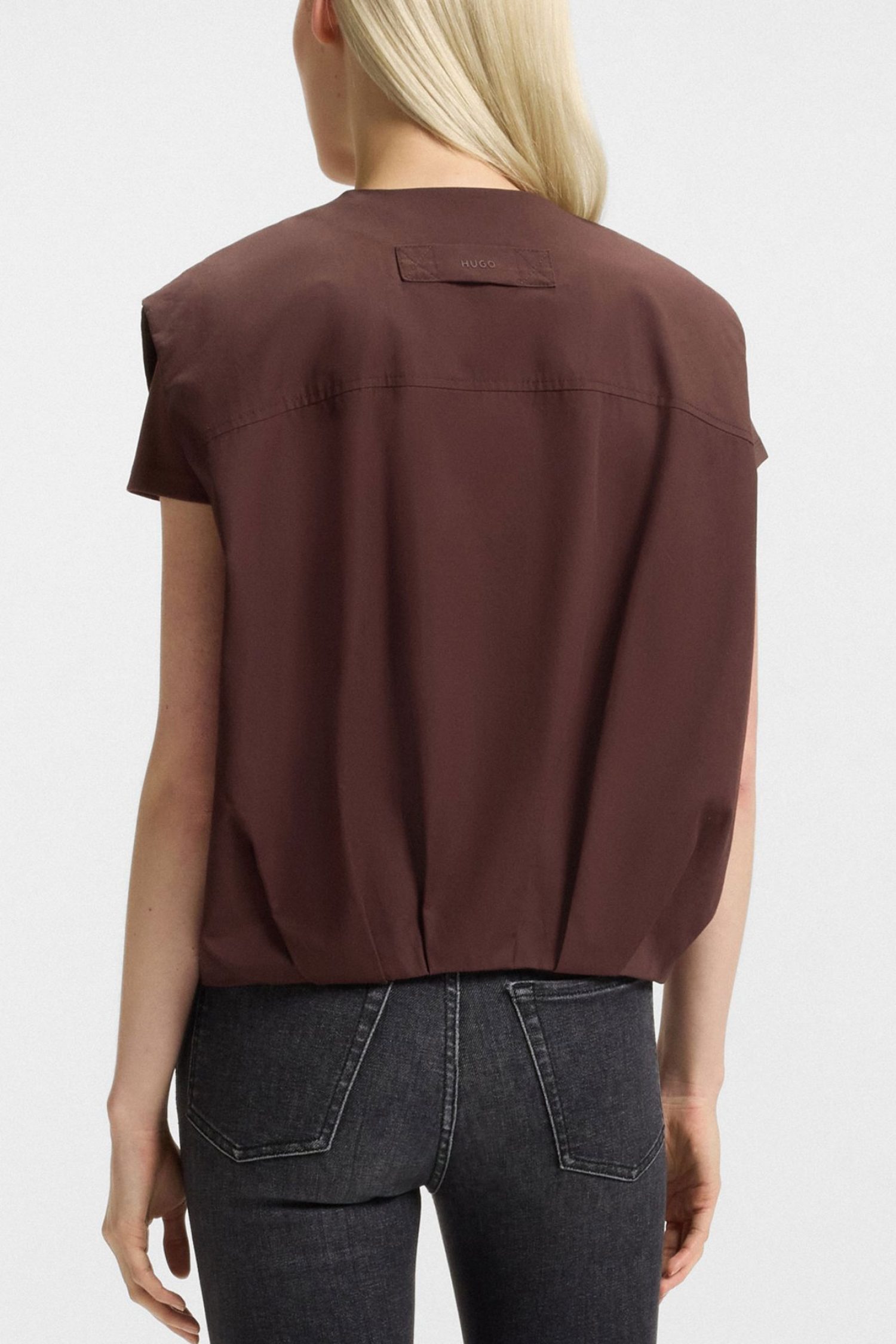 HUGO ΑΜΑΝΙΚΟ AZELDA-1 RELAXED FIT ΤΣΕΠΕΣ ΣΚΟΥΡΟ ΚΑΦΕ φωτογραφία