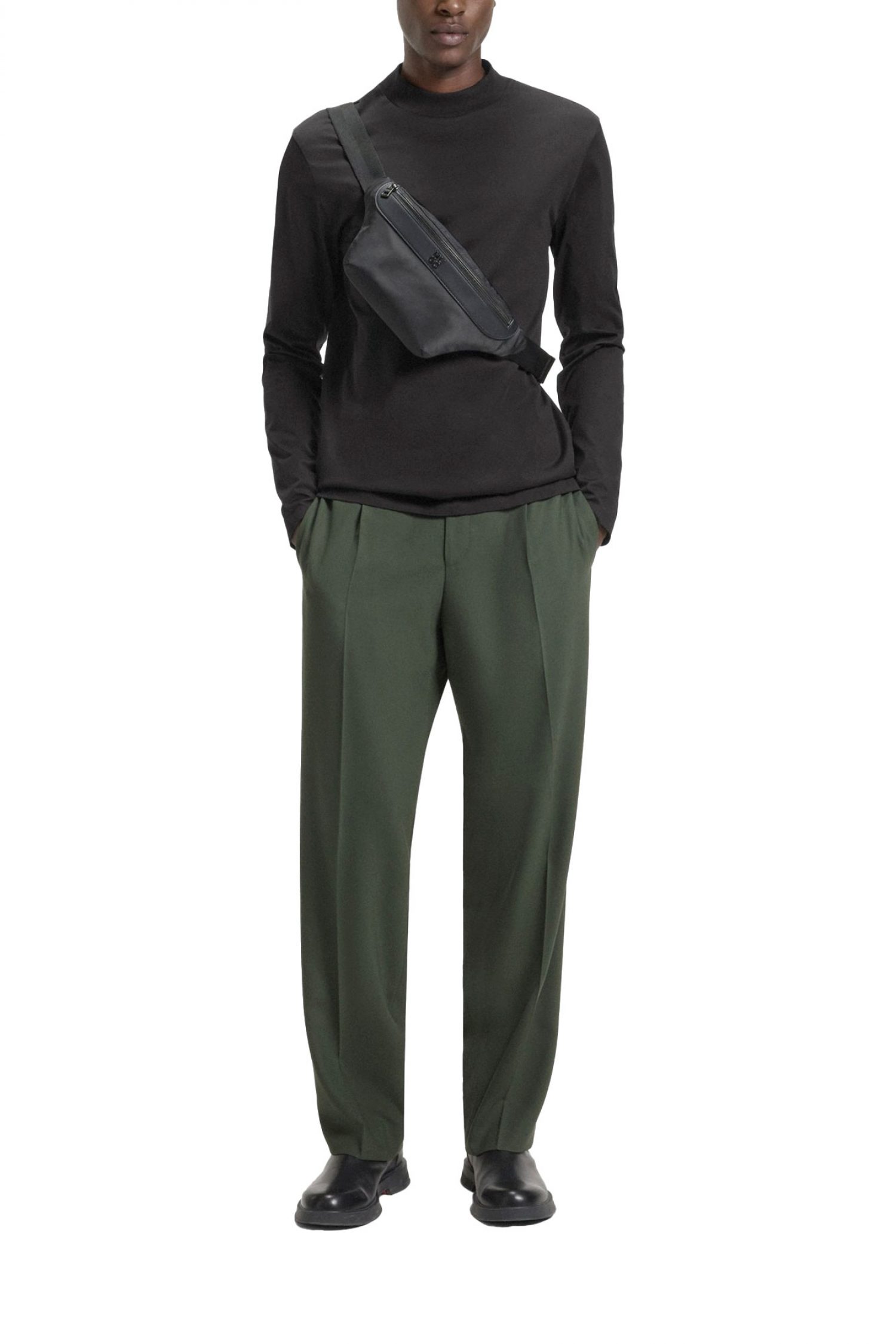 HUGO T-SHIRT DIMERSOLO ΜΑΥΡΟ