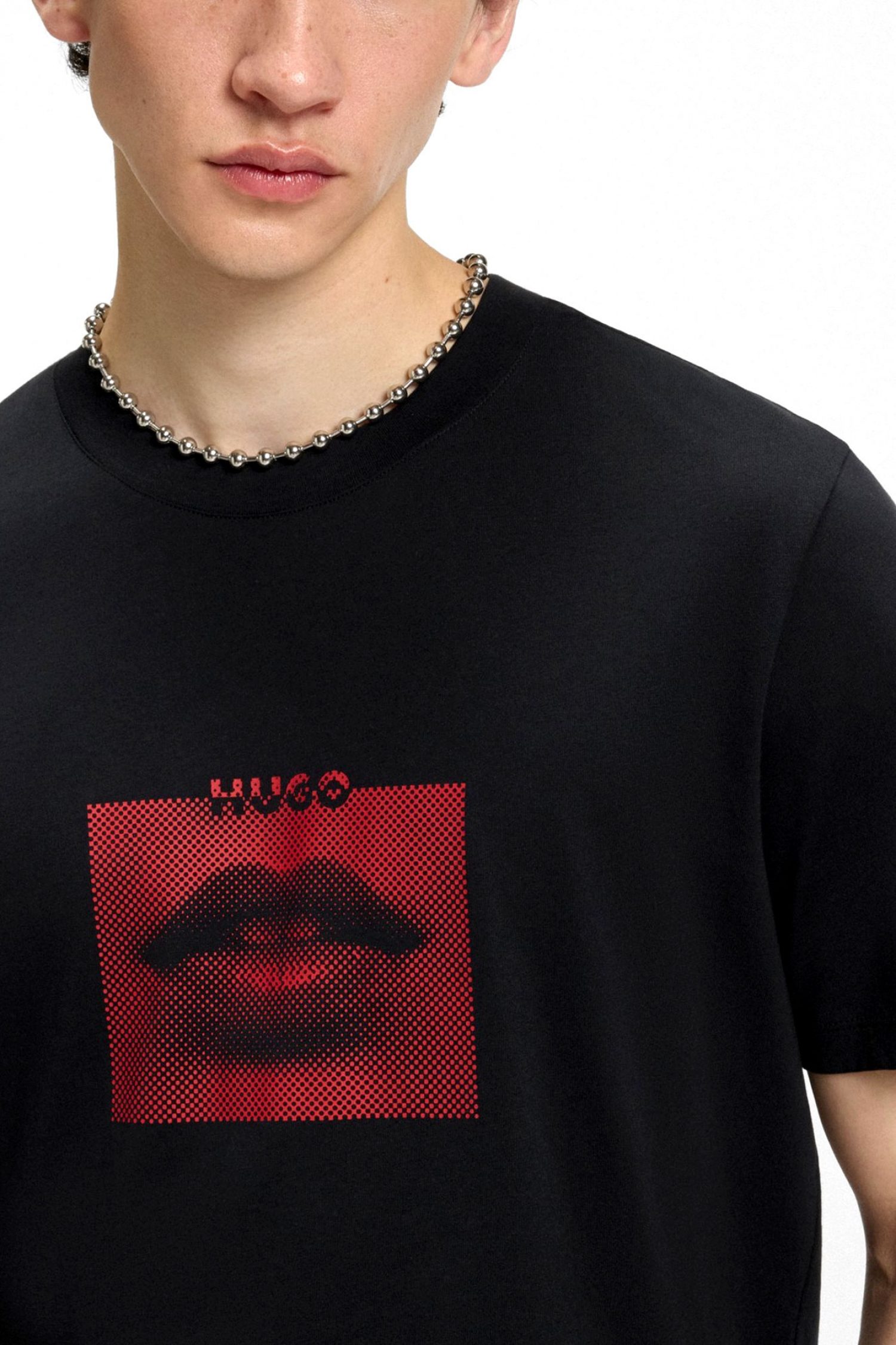 HUGO T-SHIRT DETERNI LOGO ΜΑΥΡΟ-ΚΟΚΚΙΝΟ φωτογραφία