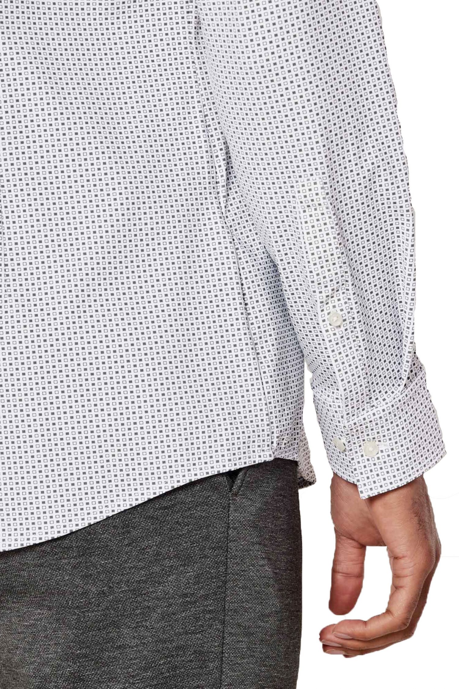 HUGO ΠΟΥΚΑΜΙΣΟ ΜΙΚΡΟΣΧΕΔΙΟ PERFORMANCE SLIM FIT KENNO ΛΕΥΚΟ