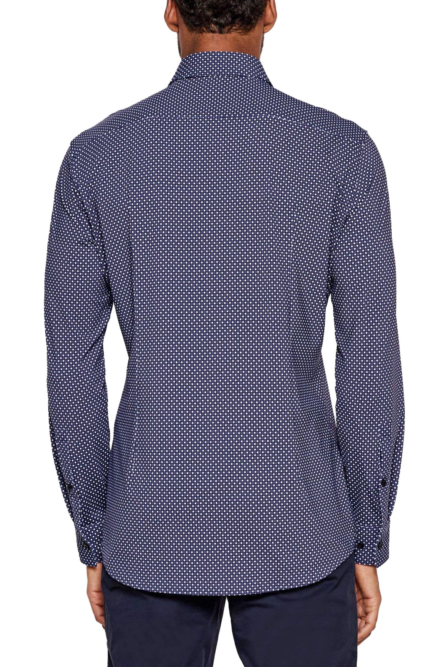 HUGO ΠΟΥΚΑΜΙΣΟ ΜΙΚΡΟΣΧΕΔΙΟ PERFORMANCE SLIM FIT KENNO ΜΠΛΕ