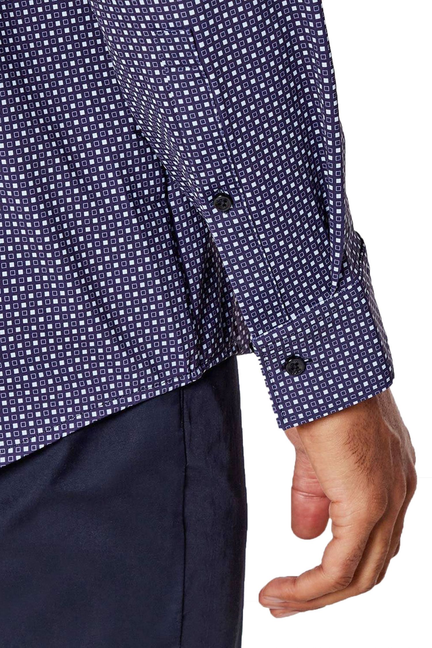 HUGO ΠΟΥΚΑΜΙΣΟ ΜΙΚΡΟΣΧΕΔΙΟ PERFORMANCE SLIM FIT KENNO ΜΠΛΕ