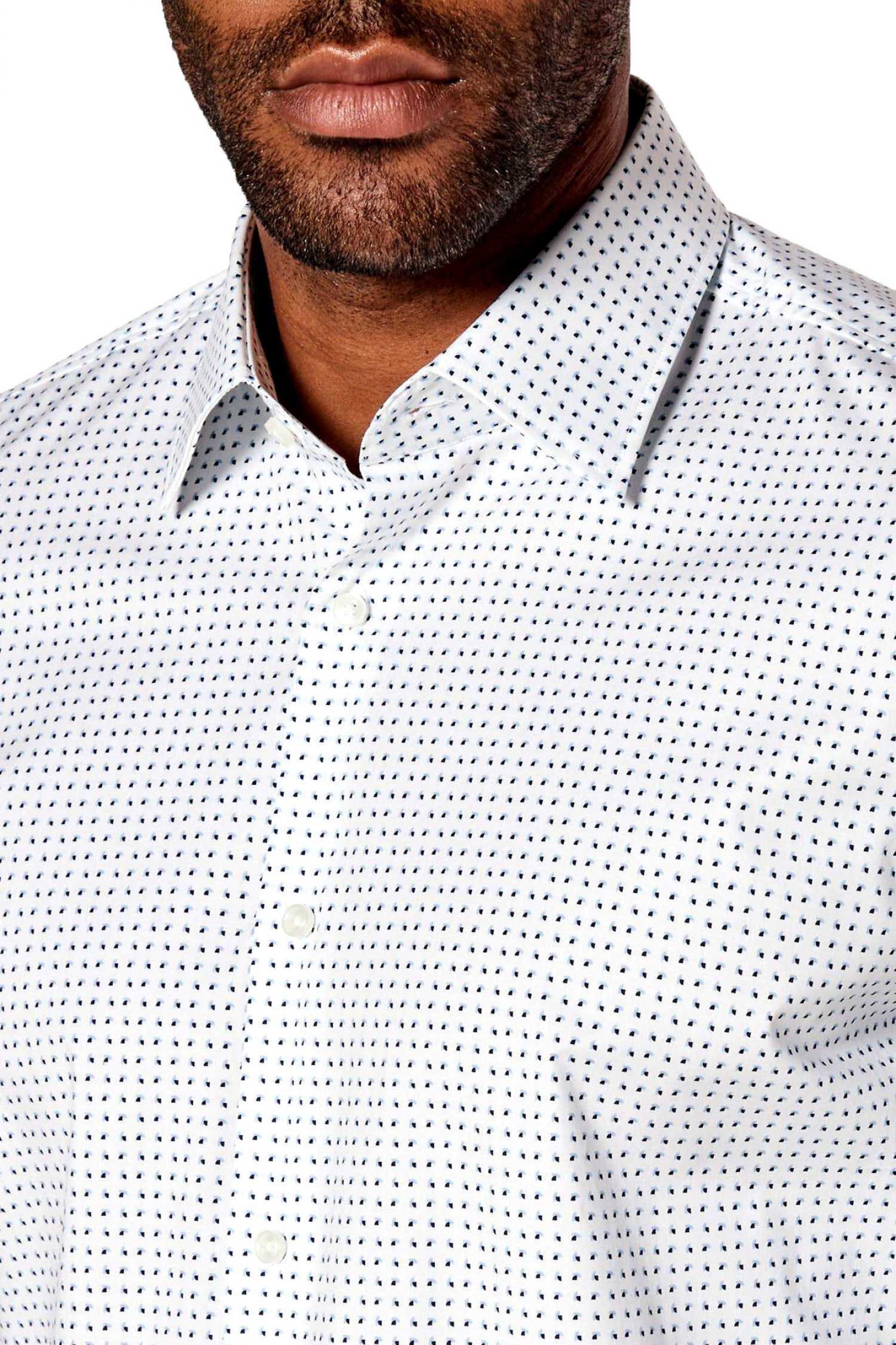 BOSS ΠΟΥΚΑΜΙΣΟ ΜΙΚΡΟΣΧΕΔΙΟ SLIM FIT H-HANK-KENT-C1-214 ΛΕΥΚΟ-ΠΡΑΣΙΝΟ