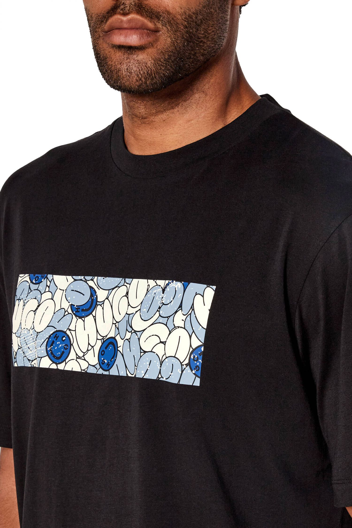 HUGO BLUE Τ-SHIRT ΜURIX ΜΑΥΡΟ