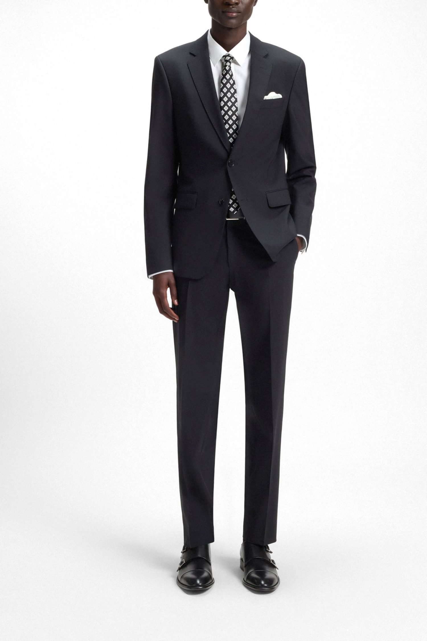 BOSS ΠΟΥΚΑΜΙΣΟ SLIM FIT EASY IRON ΠΑΤΙΛΕΤΑ H-HANK-PARTY7-253 ΛΕΥΚΟ