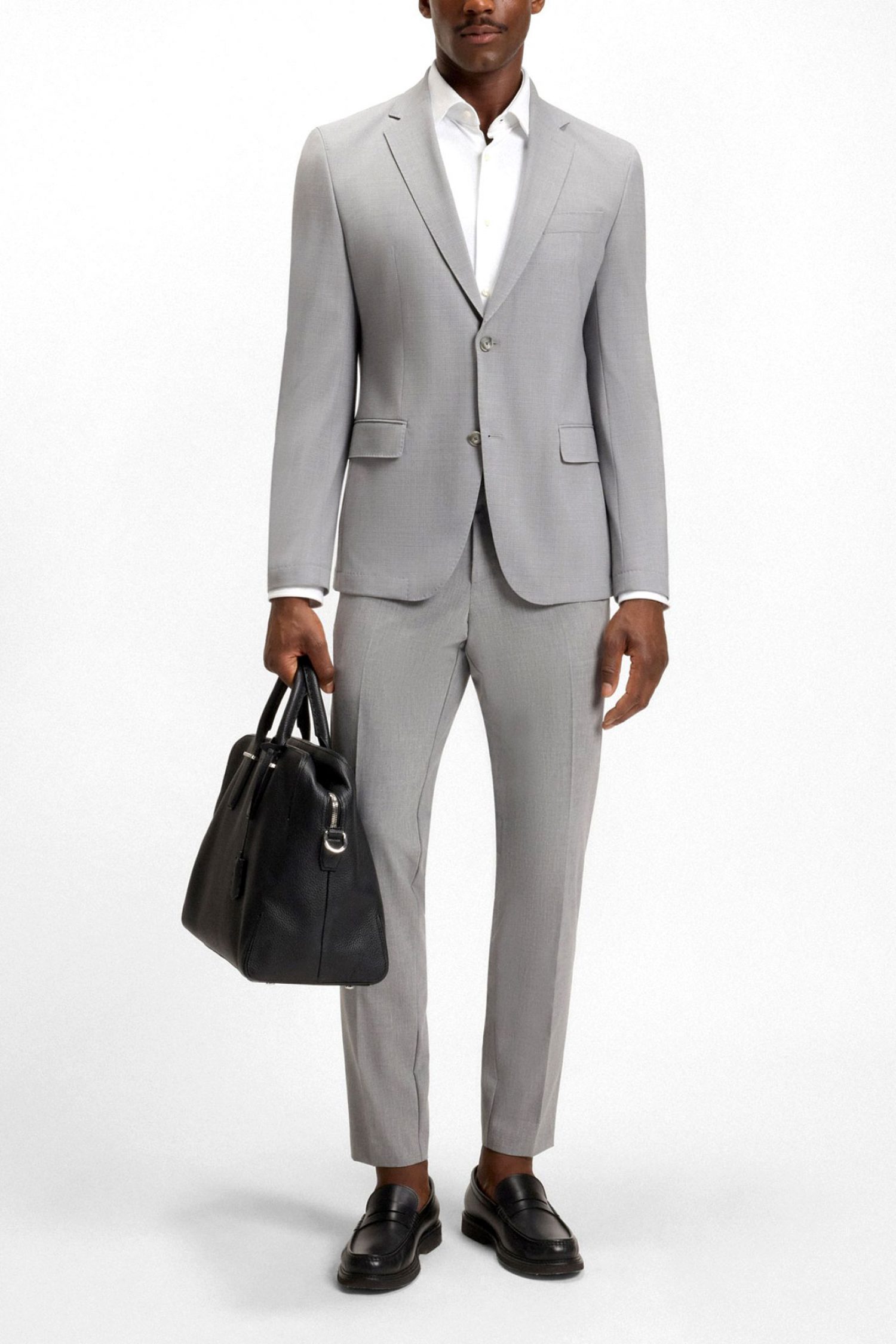 BOSS PERFORMANCE ΠΟΥΚΑΜΙΣΟ ΜΙΚΡΟΣΧΕΔΙΟ SLIM FIT P-ANK-KENT-C1-222 ΛΕΥΚΟ