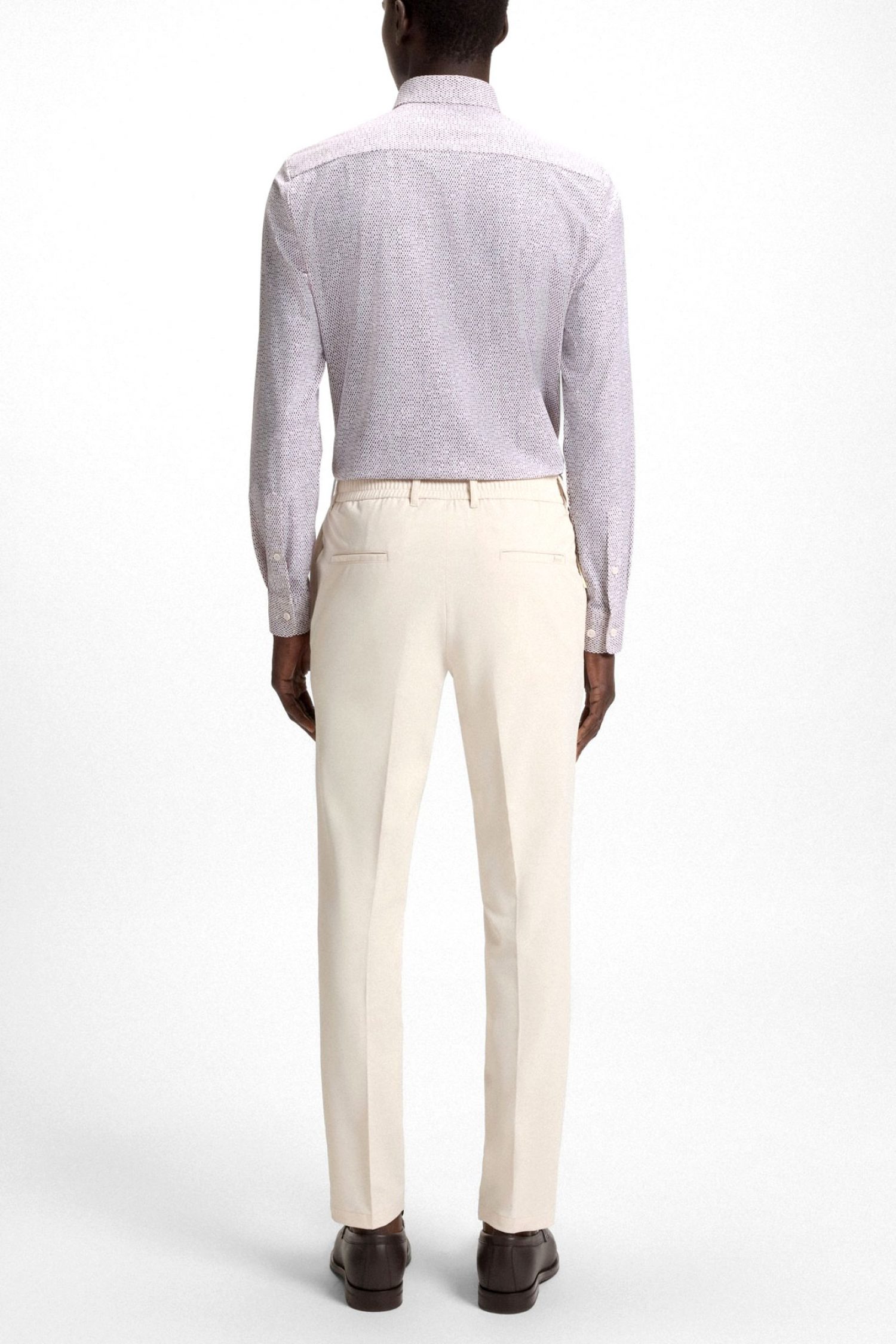 BOSS ΠΟΥΚΑΜΙΣΟ ΜΙΚΡΟΣΧΕΔΙΟ SLIM FIT P-ROAN-KENT-C1-233 ΛΕΥΚΟ-ΜΠΕΖ-ΚΑΦΕ