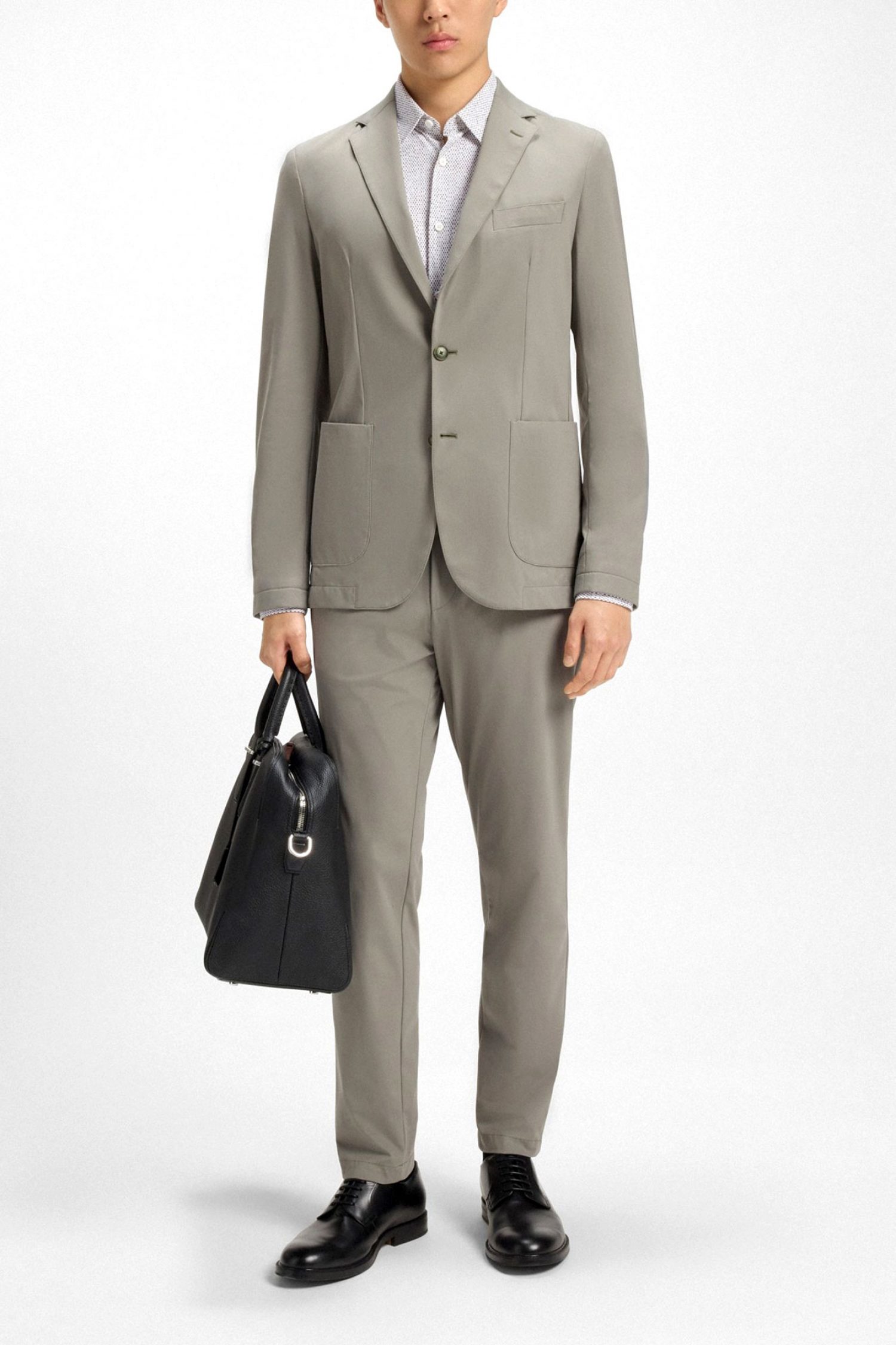 BOSS ΠΟΥΚΑΜΙΣΟ ΜΙΚΡΟΣΧΕΔΙΟ SLIM FIT P-ROAN-KENT-C1-233 ΛΕΥΚΟ-ΧΑΚΙ