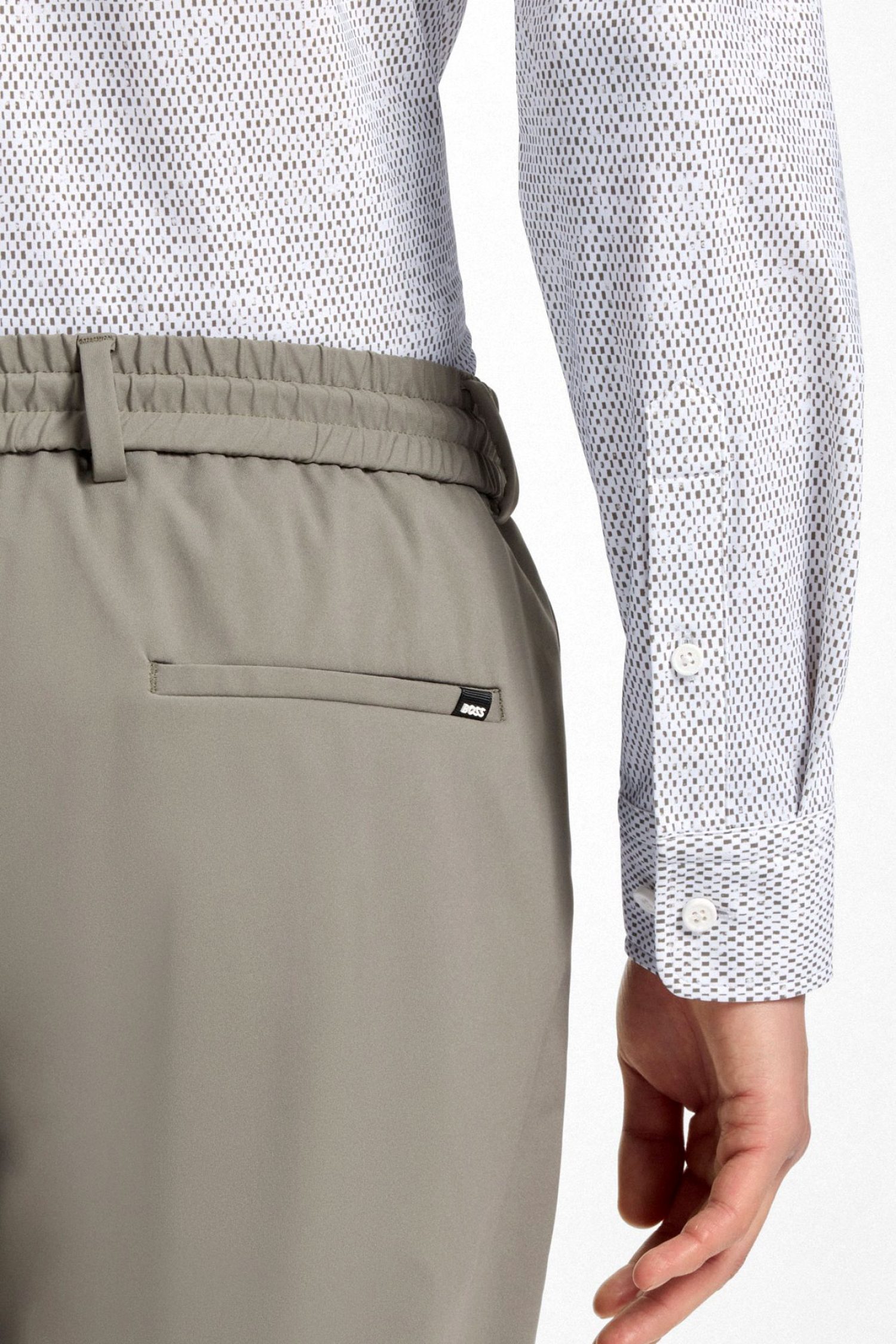 BOSS ΠΟΥΚΑΜΙΣΟ ΜΙΚΡΟΣΧΕΔΙΟ SLIM FIT P-ROAN-KENT-C1-233 ΛΕΥΚΟ-ΧΑΚΙ