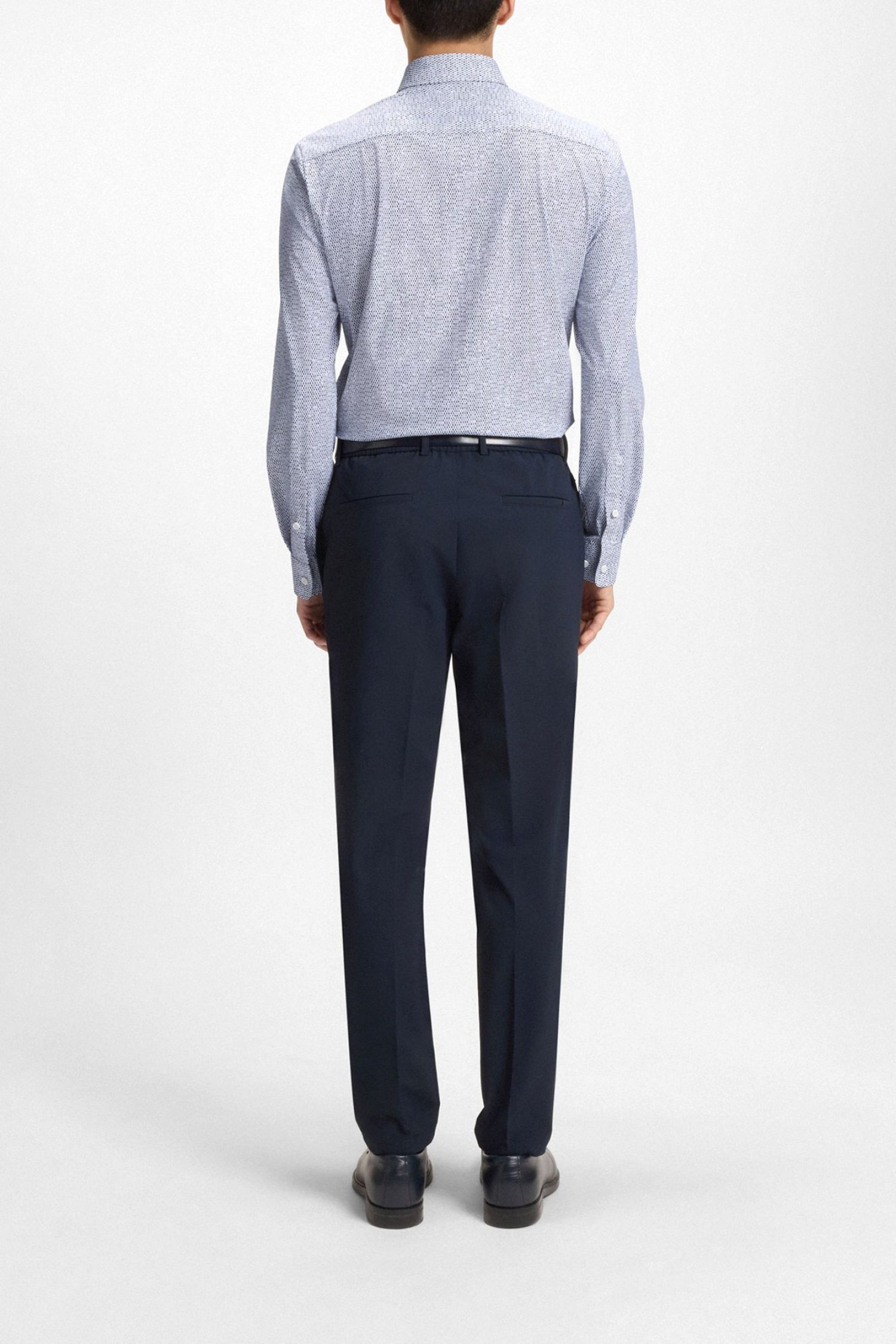 BOSS ΠΟΥΚΑΜΙΣΟ ΜΙΚΡΟΣΧΕΔΙΟ SLIM FIT P-ROAN-KENT-C1-233 ΜΠΛΕ-ΛΕΥΚΟ