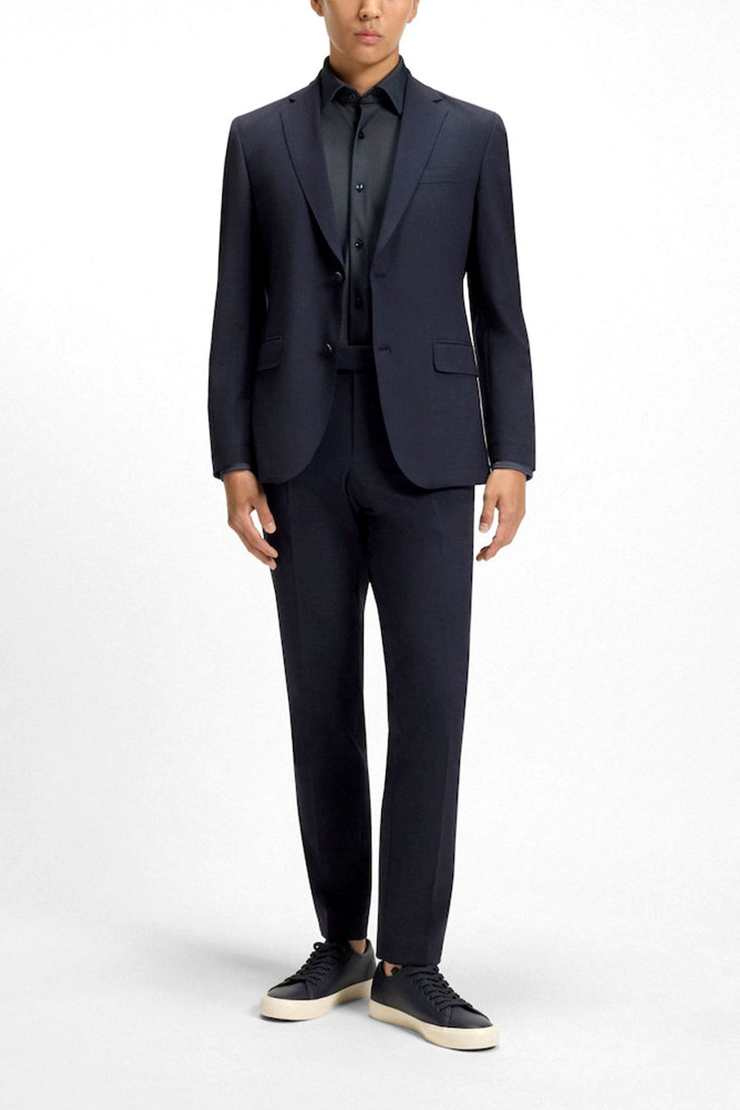 BOSS PERFORMANCE ΠΟΥΚΑΜΙΣΟ ΜΙΚΡΟΣΧΕΔΙΟ REGULAR FIT P-JOE-KENT-C1-222 ΜΠΛΕ