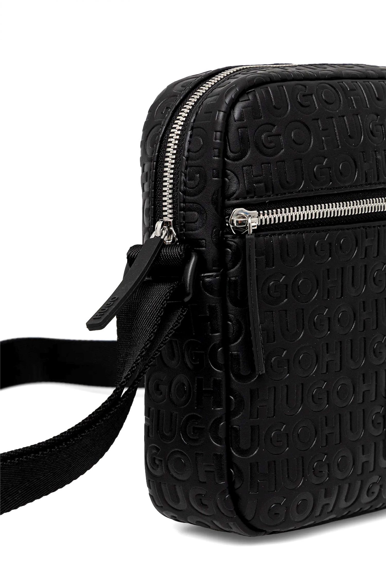HUGO ΤΣΑΝΤΑΚΙ ETHON2.0HI_M_NS ZIP CROSS BODY ALL OVER LOGO ΜΑΥΡΟ φωτογραφία