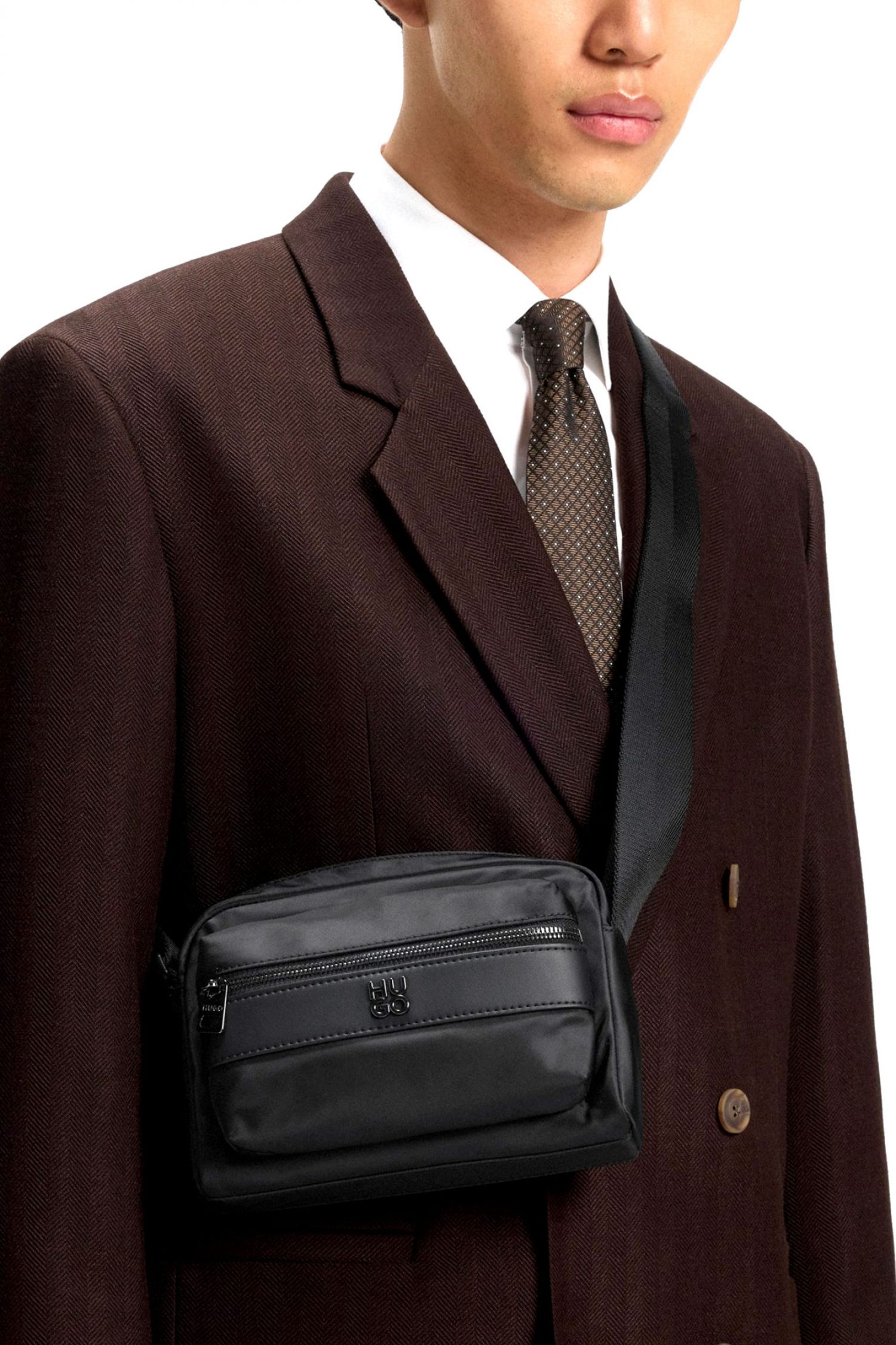 HUGO ΤΣΑΝΤΑΚΙ CROSSBODY QUANTIC_N_EW CROSSB LOGO ΜΕΤΑΛΛΙΚΟ ΜΑΥΡΟ φωτογραφία