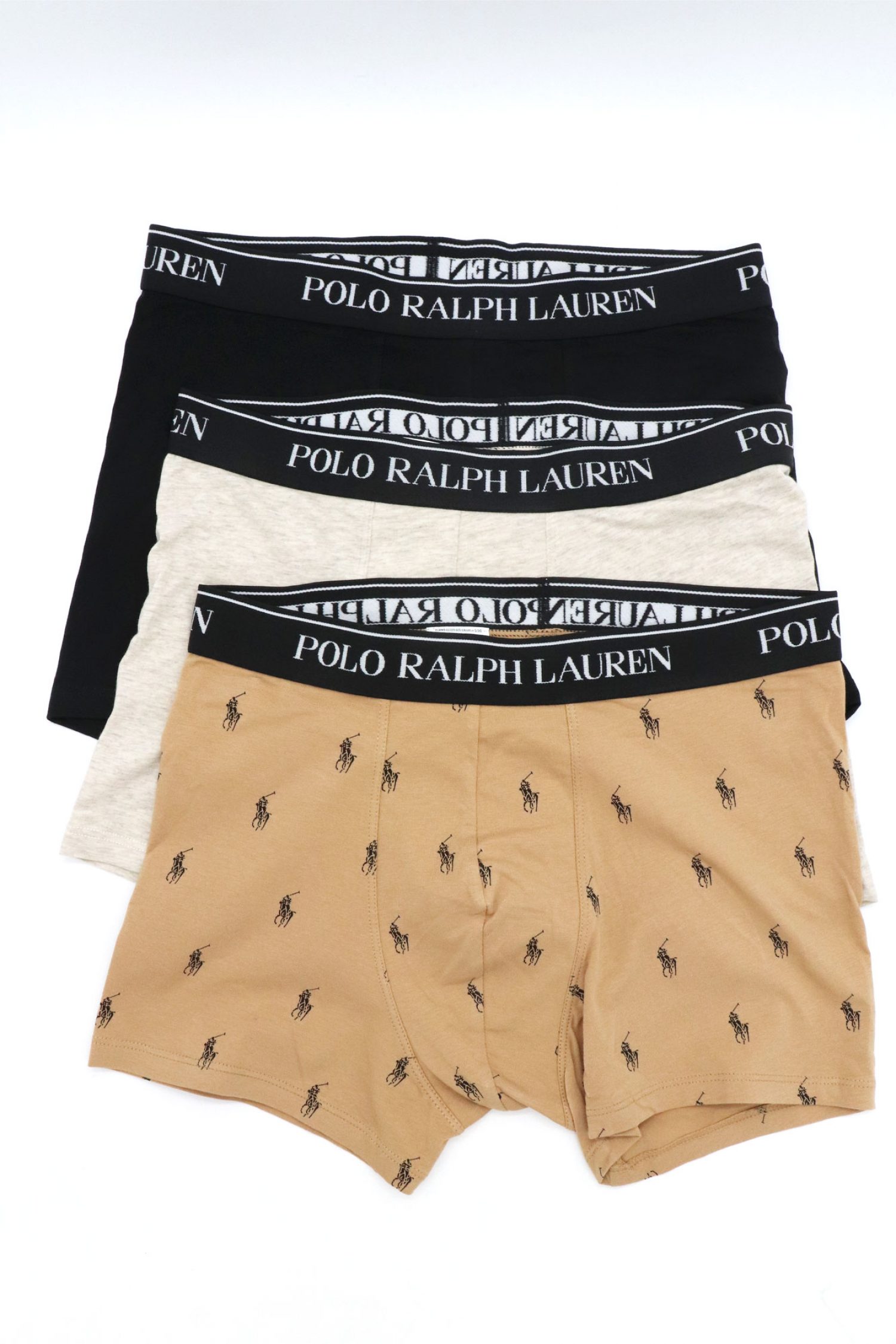 RALPH LAUREN UNDERWEAR ΕΣΩΡΟΥΧΟ ΣΕΤ 3PACK STRETCH COTTON TRUNK ΓΚΡΙ-ΜΠΕΖ-ΜΑΥΡΟ