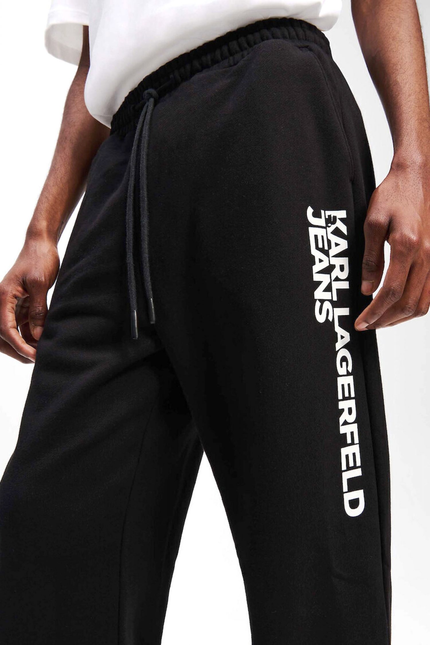 KARL LAGERFELD JEANS ΠΑΝΤΕΛΟΝΙ ΦΟΥΤΕΡ SLIM FIT TEXT LOGO SWEATPANT ΜΑΥΡΟ