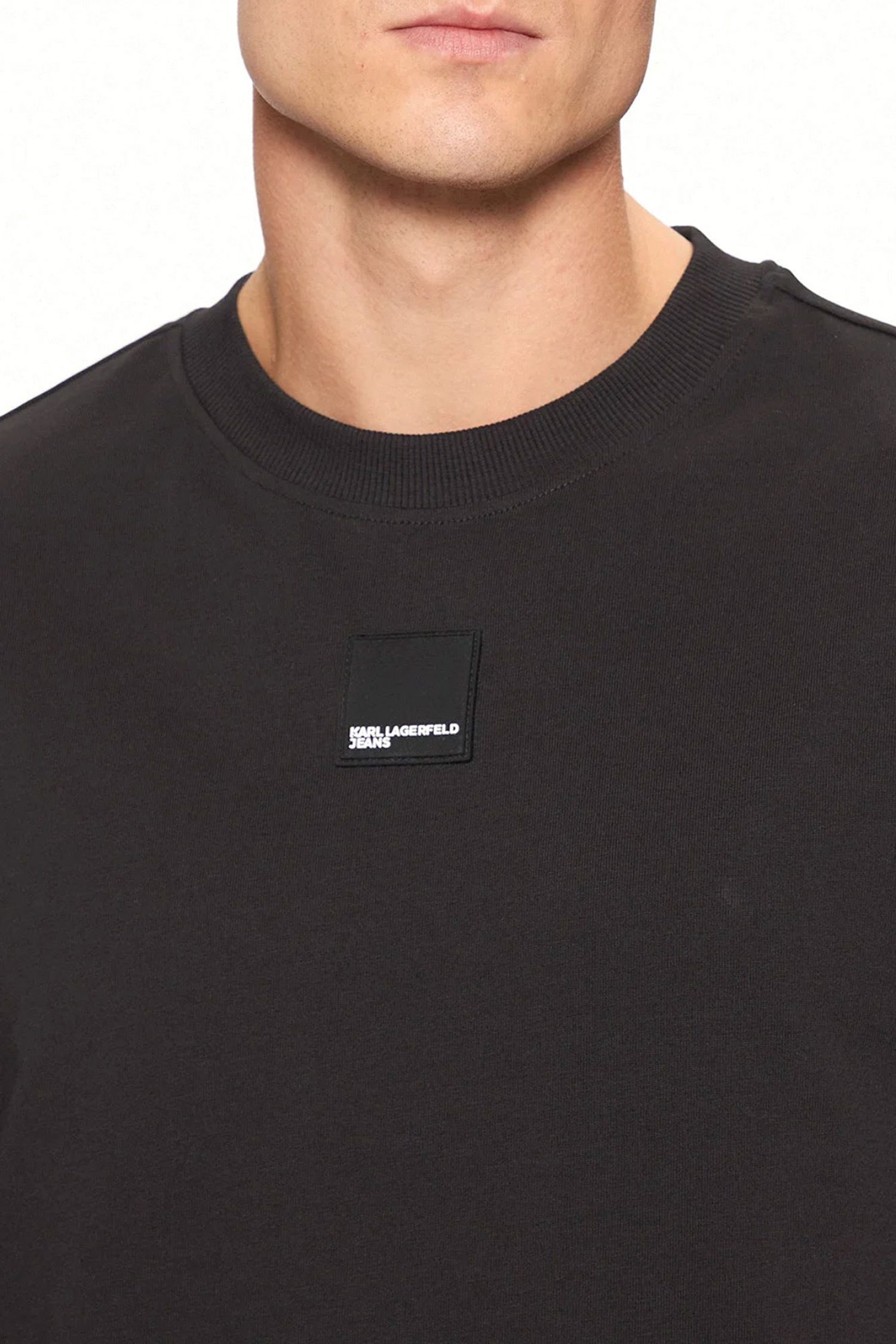 KARL LAGERFELD JEANS T-SHIRT LOGO REG LS CURVED HEM TEE ΜΑΥΡΟ