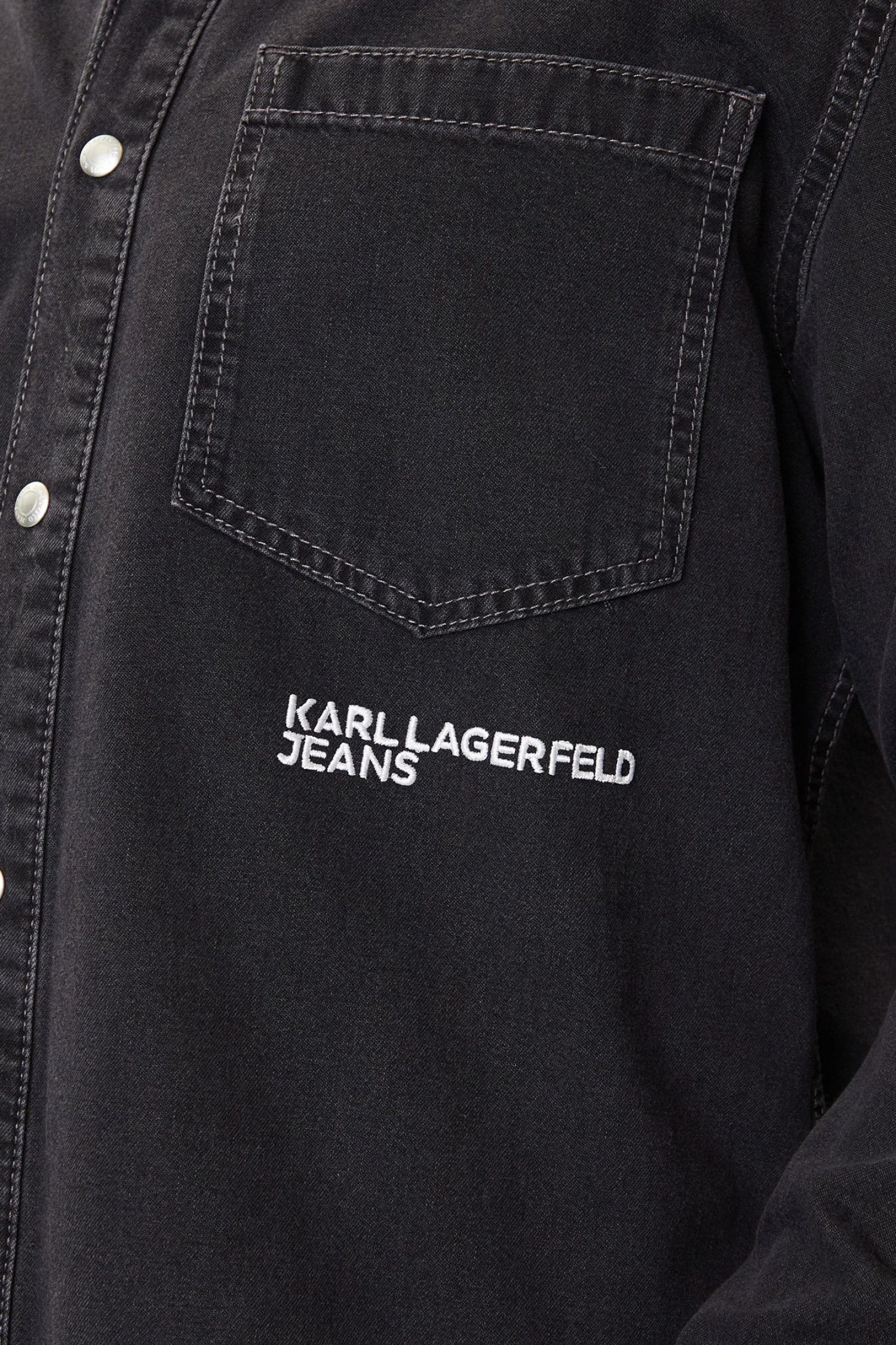 KARL LAGERFELD JEANS ΠΟΥΚΑΜΙΣΟ ΤΖΙΝ REGULAR DENIM SHIRT ΜΑΥΡΟ
