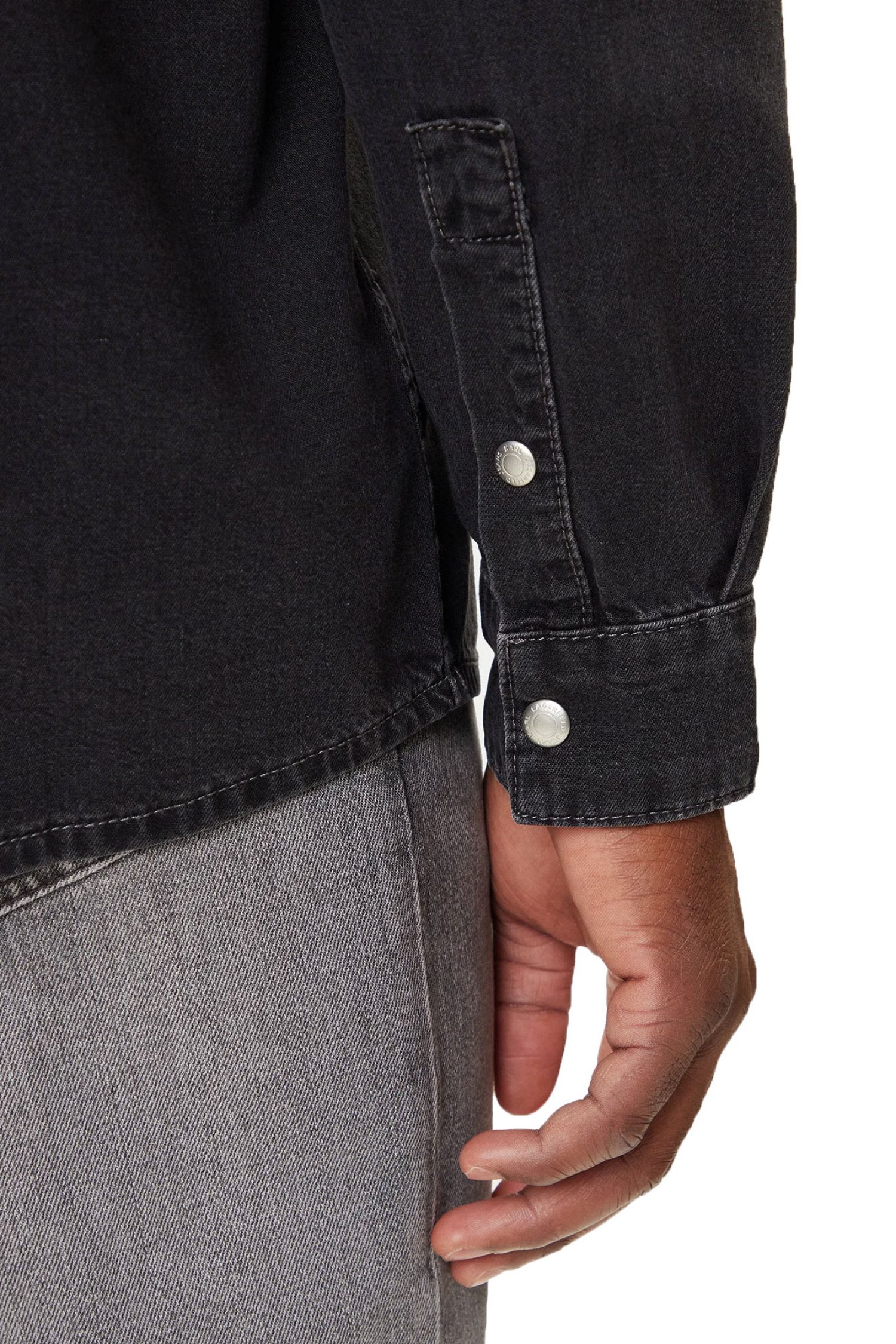 KARL LAGERFELD JEANS ΠΟΥΚΑΜΙΣΟ ΤΖΙΝ REGULAR DENIM SHIRT ΜΑΥΡΟ