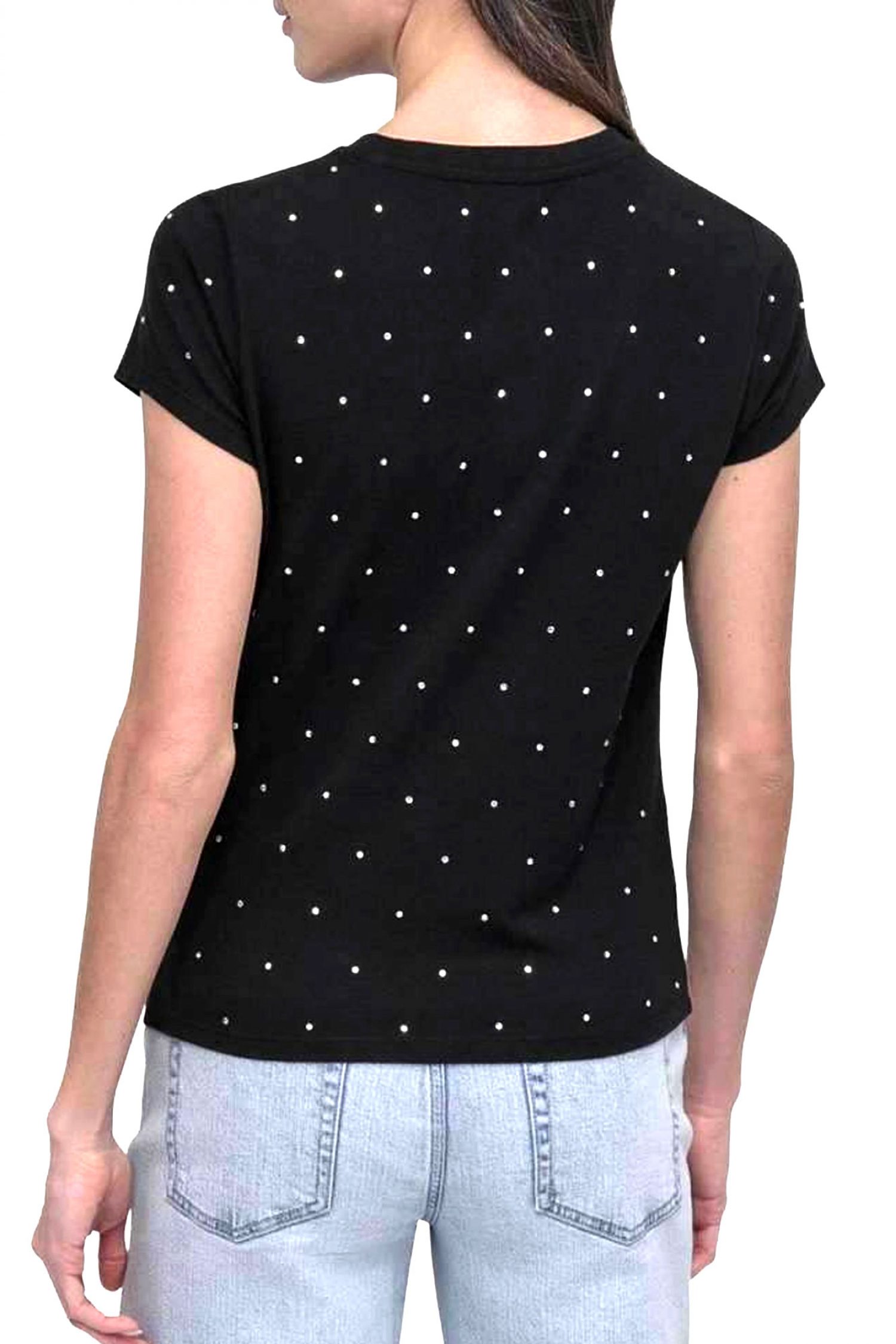 DKNY T-SHIRT CREW NECK LOGO STRASS ΜΑΥΡΟ φωτογραφία