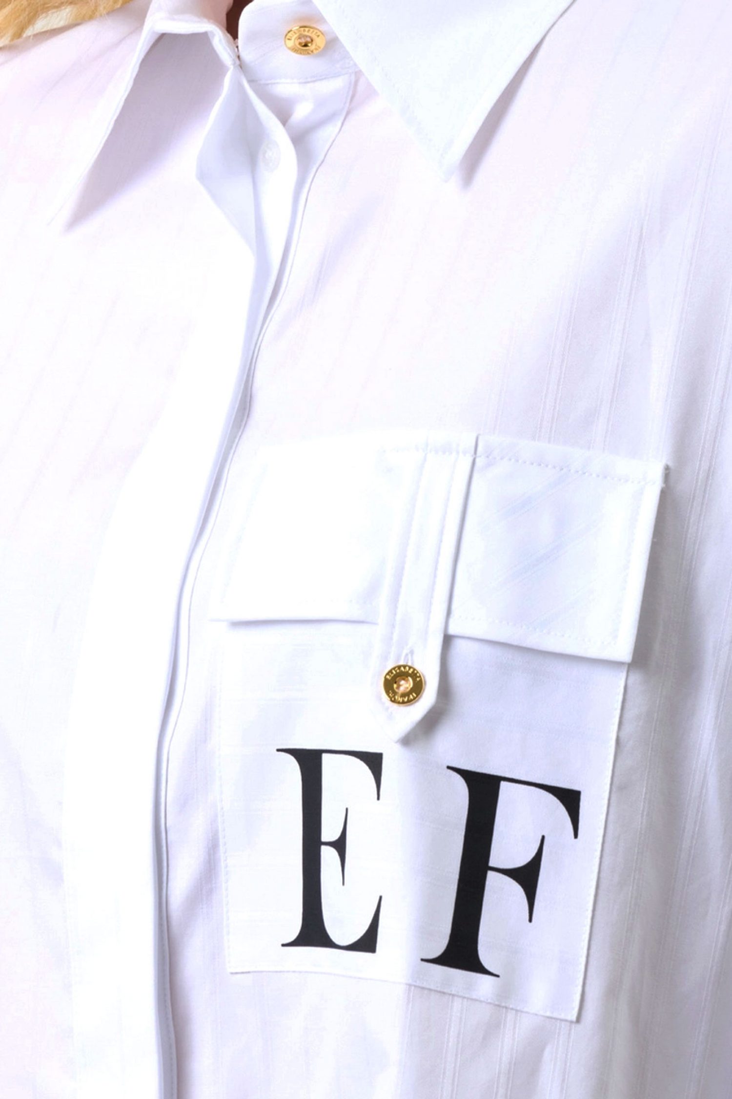 ELISABETTA FRANCHI ΠΟΥΚΑΜΙΣΟ ΡΙΓΕ LOGO POCKET ΛΕΥΚΟ φωτογραφία