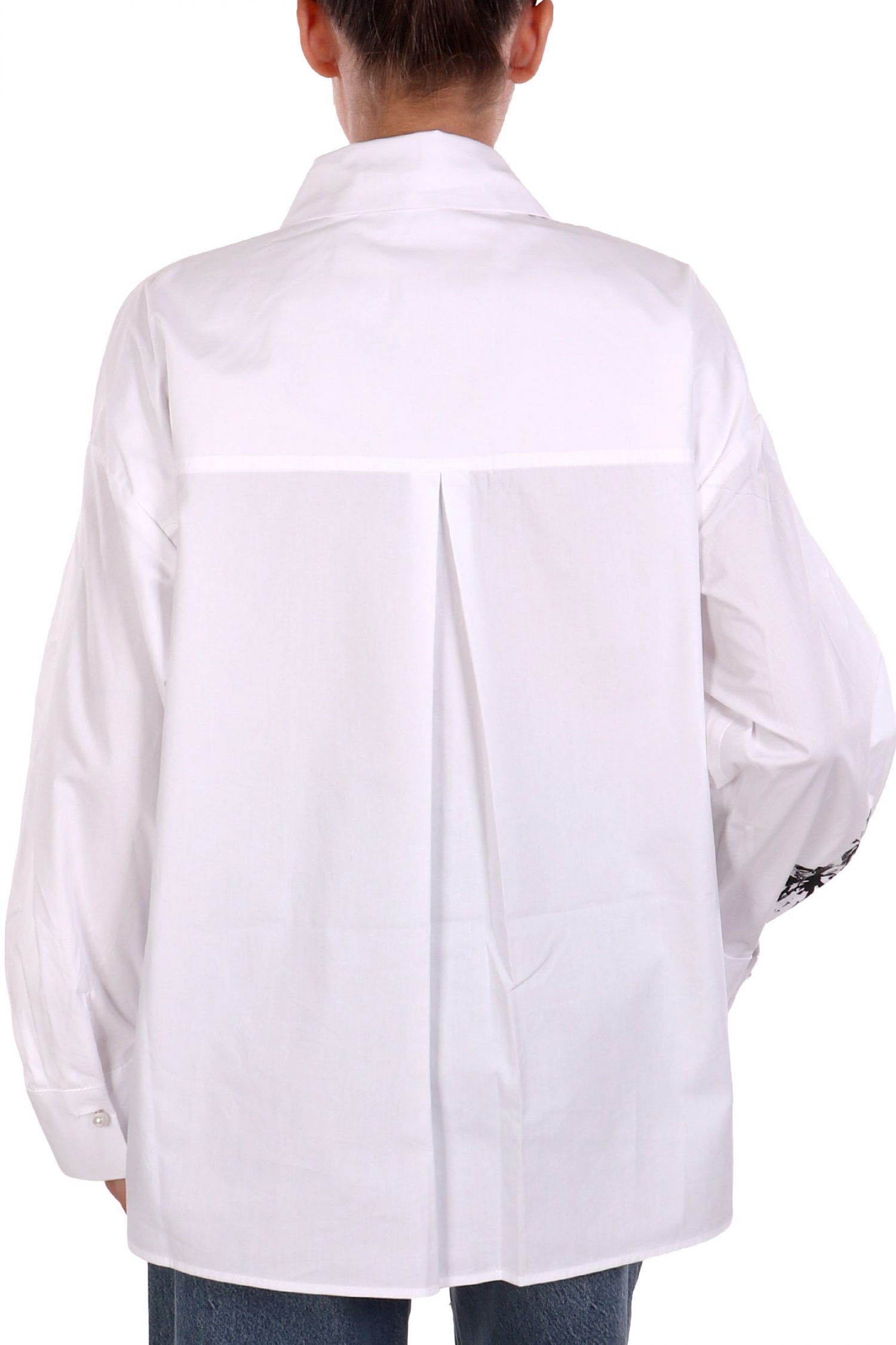 LIU-JO ΠΟΥΚΑΜΙΣΟ FLORAL ΧΑΝΤΡΕΣ ΜΑΝΙΚΙ ΚΟΥΦΟΠΙΕΤΑ ΛΕΥΚΟ-ΜΑΥΡΟ φωτογραφία