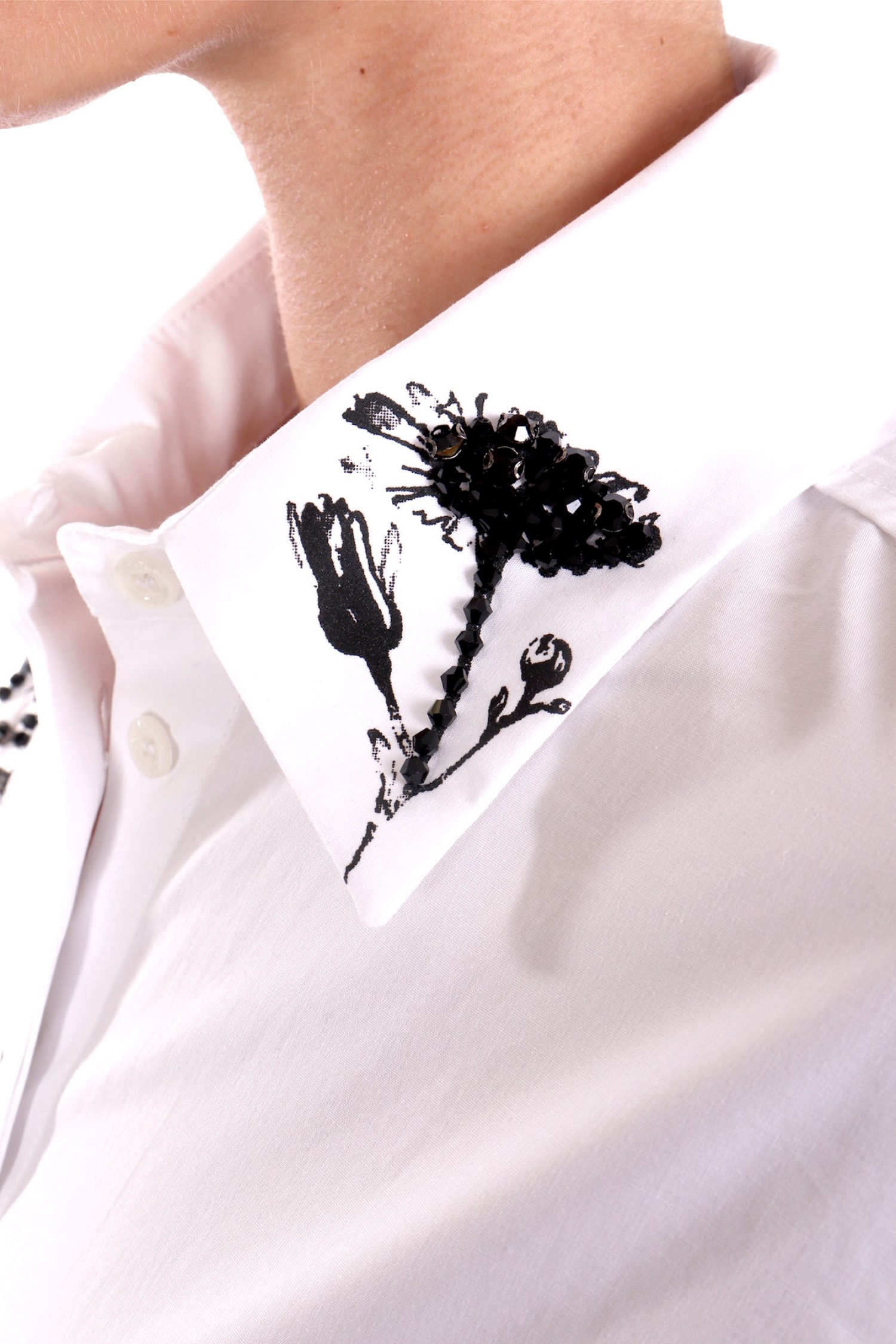 LIU-JO ΠΟΥΚΑΜΙΣΟ FLORAL ΧΑΝΤΡΕΣ ΜΑΝΙΚΙ ΚΟΥΦΟΠΙΕΤΑ ΛΕΥΚΟ-ΜΑΥΡΟ φωτογραφία