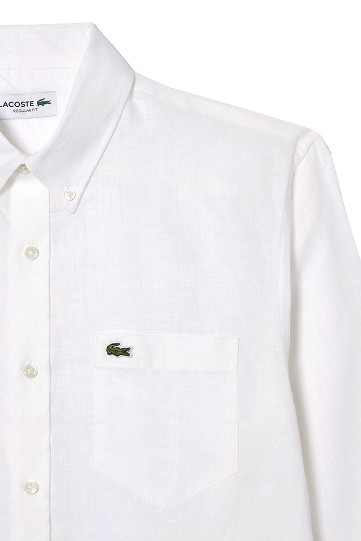 LACOSTE ΠΟΥΚΑΜΙΣΟ BUTTON DOWN ΛΙΝΟ LOGO POCKET ΛΕΥΚΟ φωτογραφία