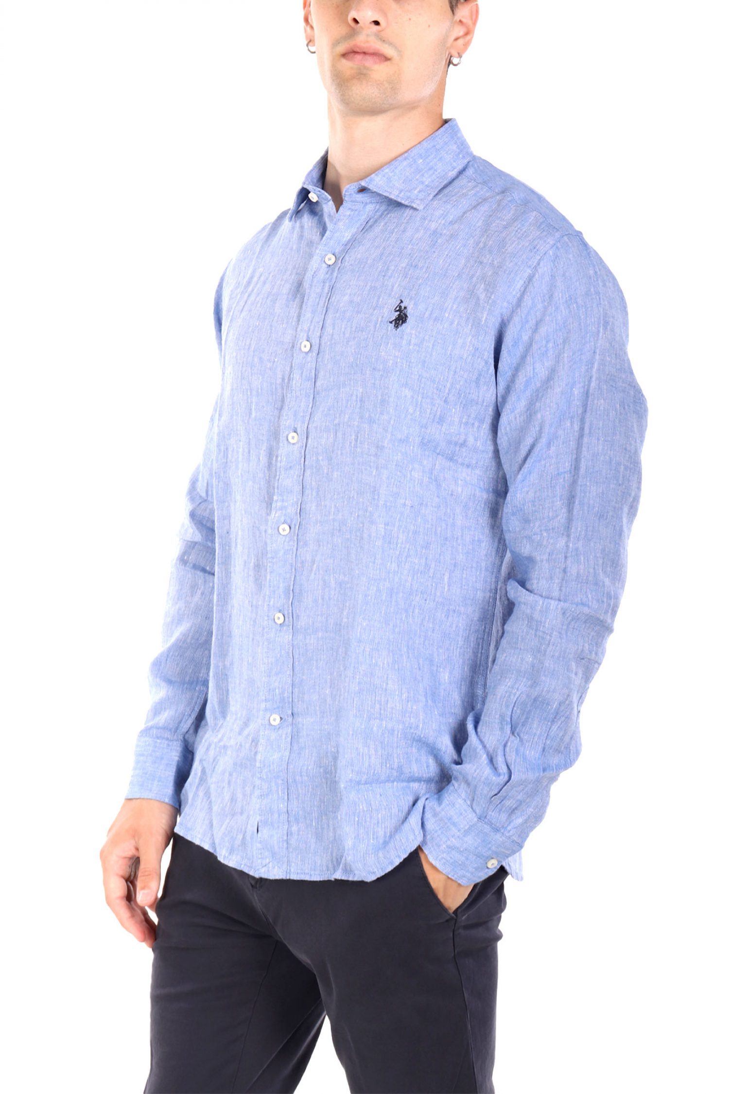 U.S.POLO ASSN ΠΟΥΚΑΜΙΣΟ SLIM FIT ΓΑΛΑΖΙΟ