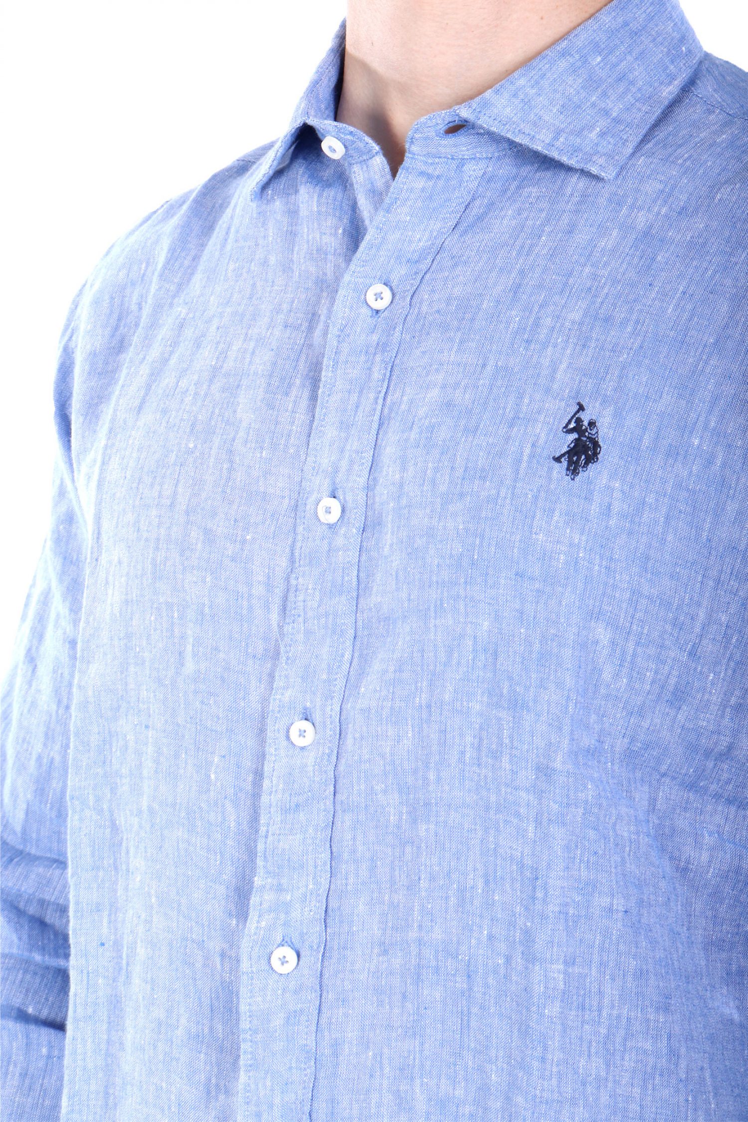 U.S.POLO ASSN ΠΟΥΚΑΜΙΣΟ SLIM FIT ΓΑΛΑΖΙΟ