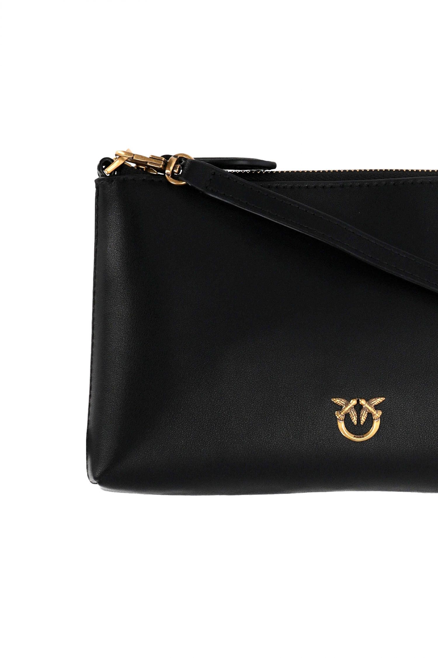 PINKO ΤΣΑΝΤΑΚΙ FLAT HORIZONTAL MINI VITELLO SETA ΜΑΥΡΟ