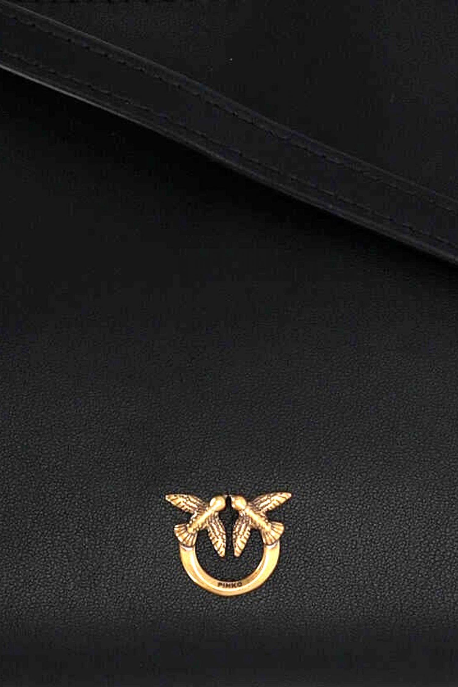 PINKO ΤΣΑΝΤΑΚΙ FLAT HORIZONTAL MINI VITELLO SETA ΜΑΥΡΟ