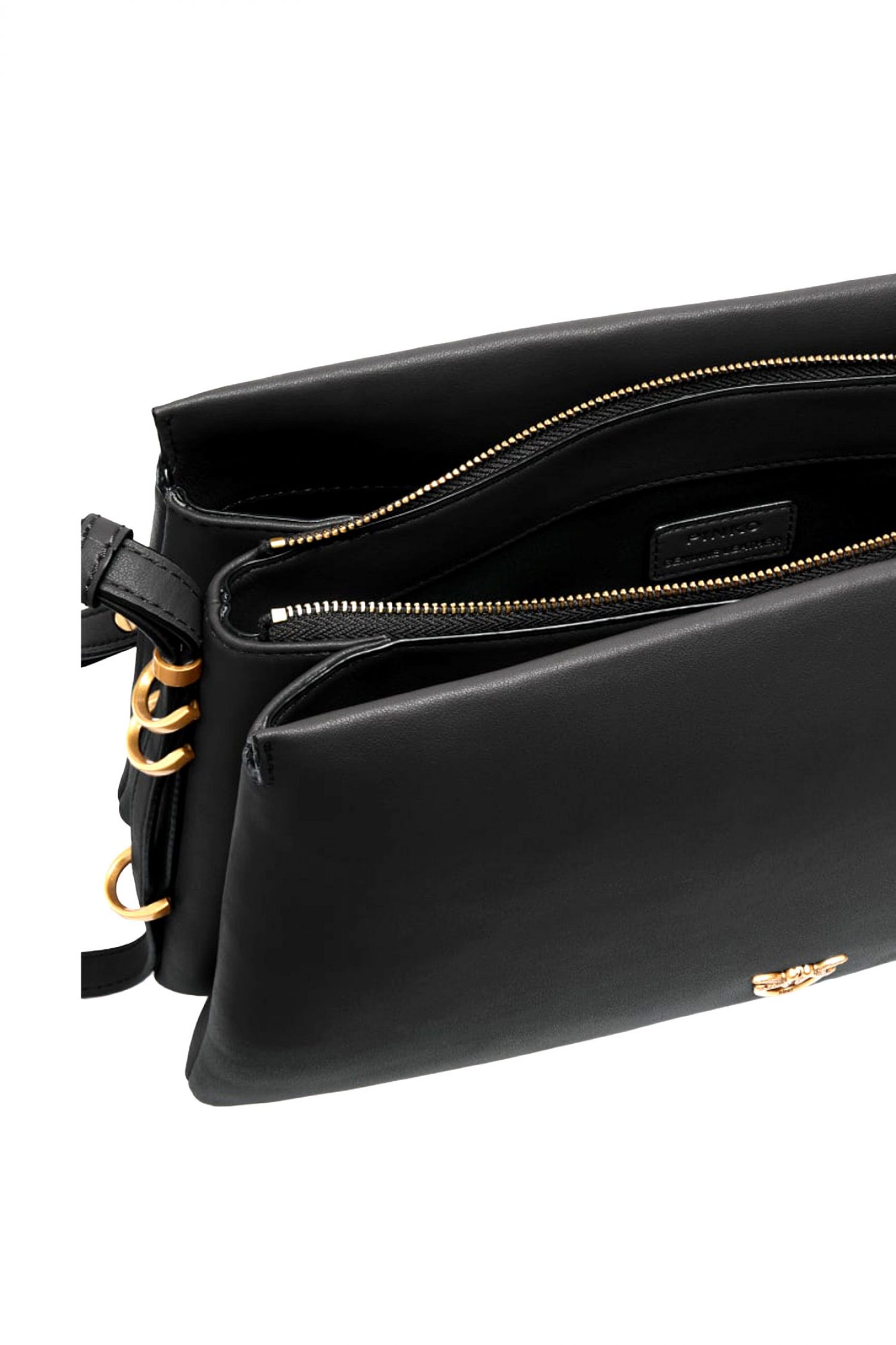 PINKO ΤΣΑΝΤΑ ΩΜΟΥ TRIPLET VITELLO MORBIDO ΜΑΥΡΟ