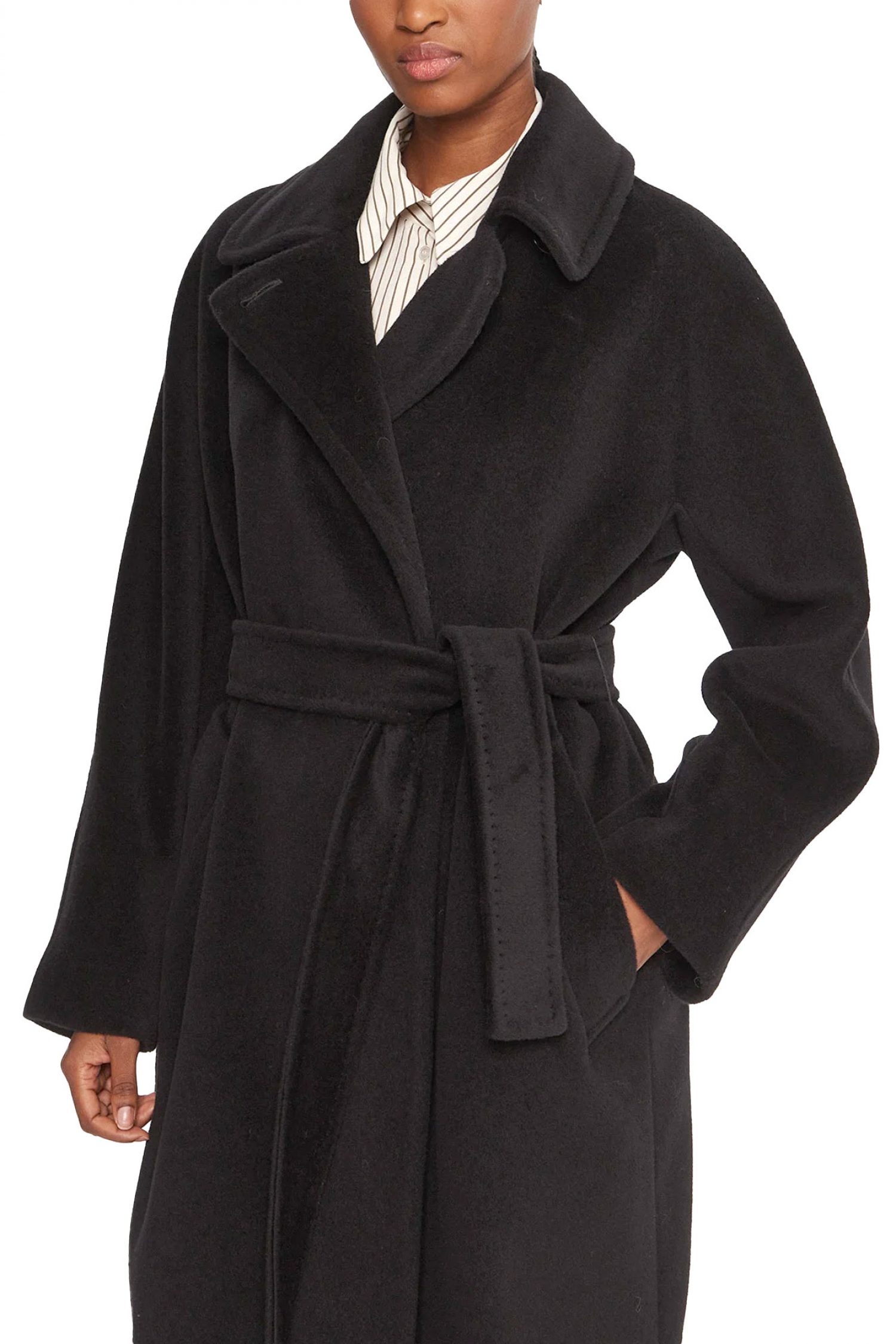 MARELLA ΠΑΛΤΟ ENGLISH ΣΤΑΥΡΩΤΟ ΑΠΟΣΠΩΜΕΝΗ ΖΩΝΗ ΜΑΥΡΟ