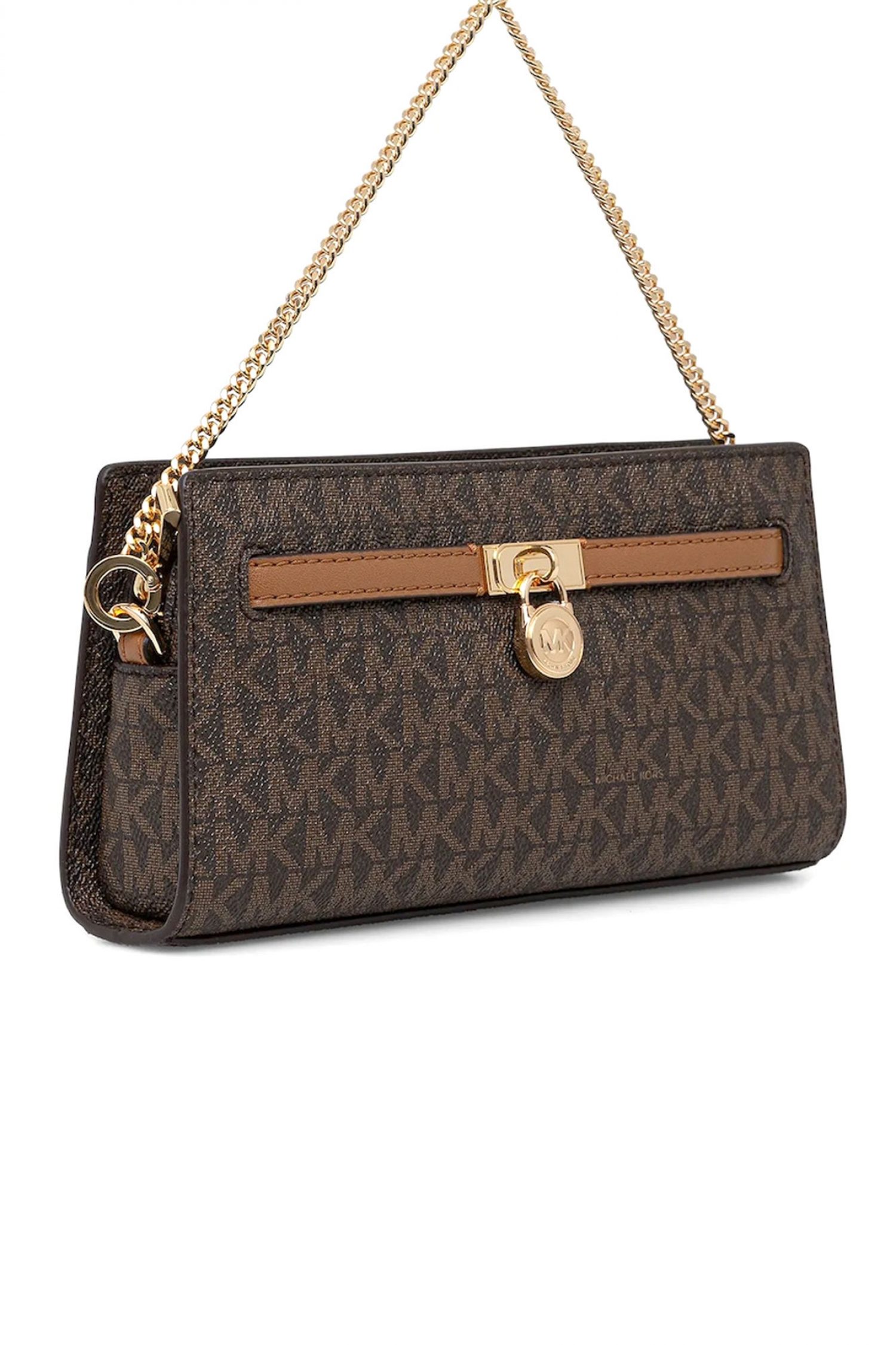 MICHAEL KORS ΤΣΑΝΤΑΚΙ CROSSBODY HΑΜΙLTON MODERNE ΑΛΥΣΙΔΑ ALL OVER LOGO KAΦΕ/ΤΑΜΠΑ