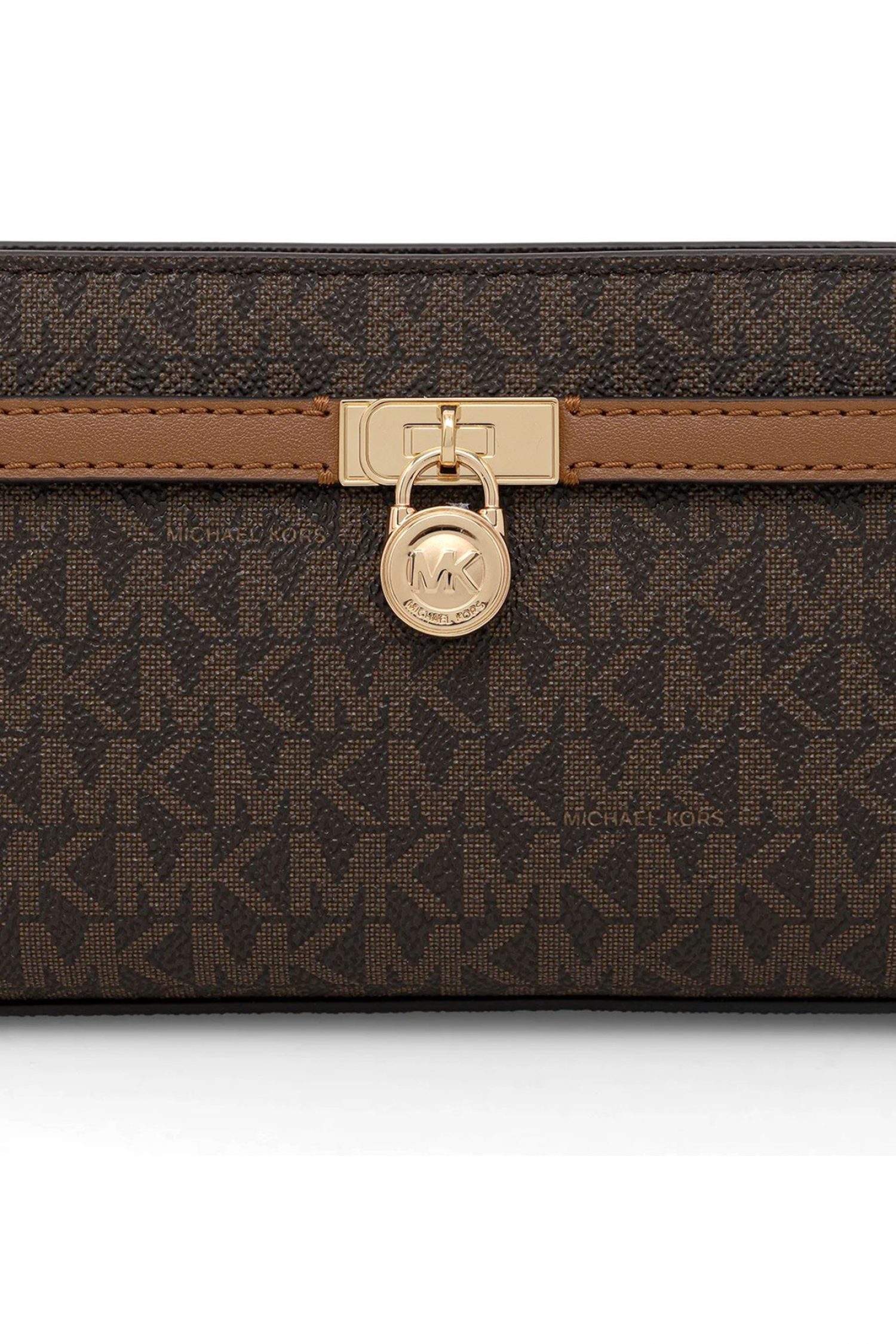 MICHAEL KORS ΤΣΑΝΤΑΚΙ CROSSBODY HΑΜΙLTON MODERNE ΑΛΥΣΙΔΑ ALL OVER LOGO KAΦΕ/ΤΑΜΠΑ