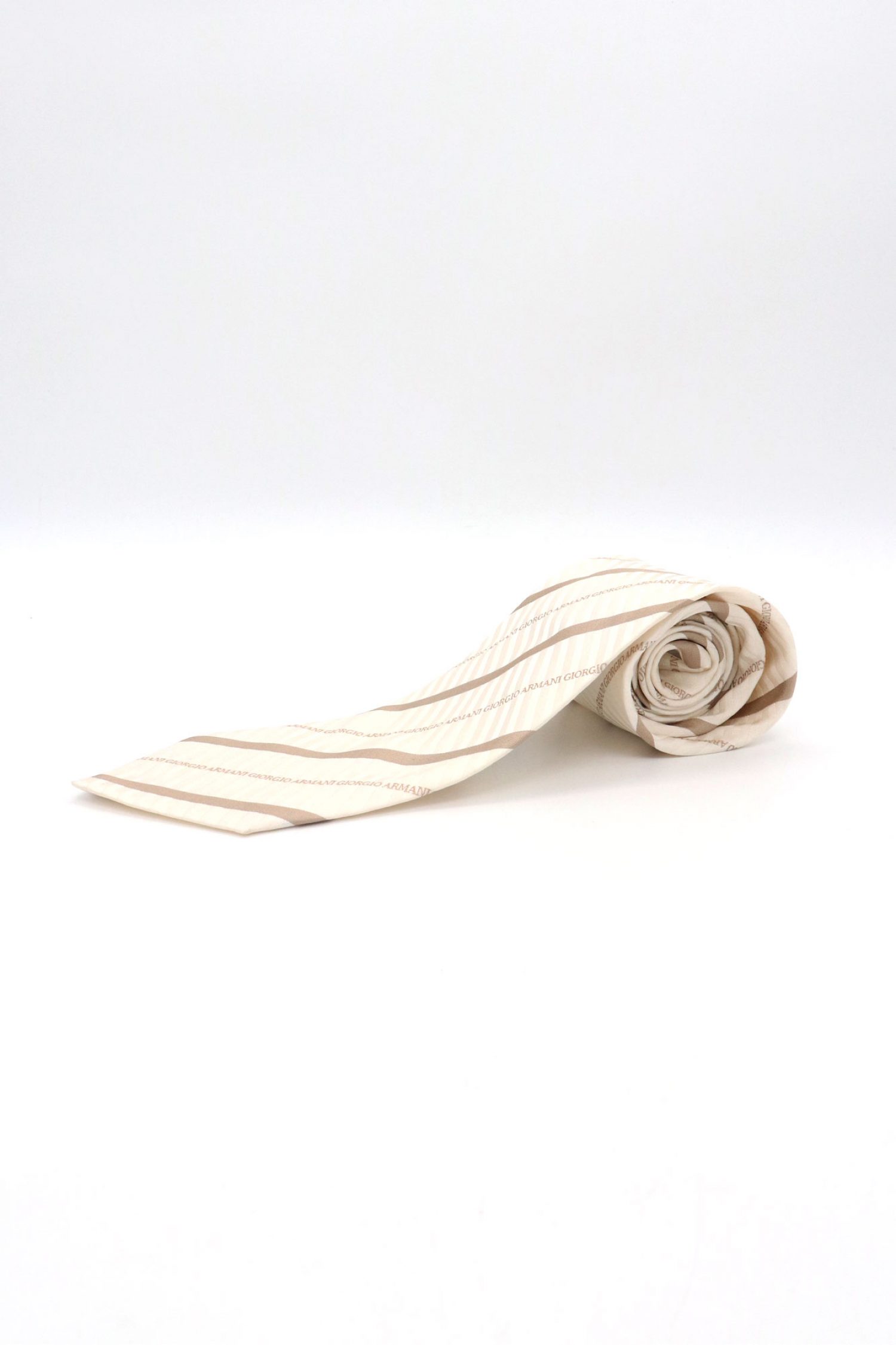 GIORGIO ARMANI ΓΡΑΒΑΤΑ JACQUARD ΜΠΕΖ-ΚΑΦΕ