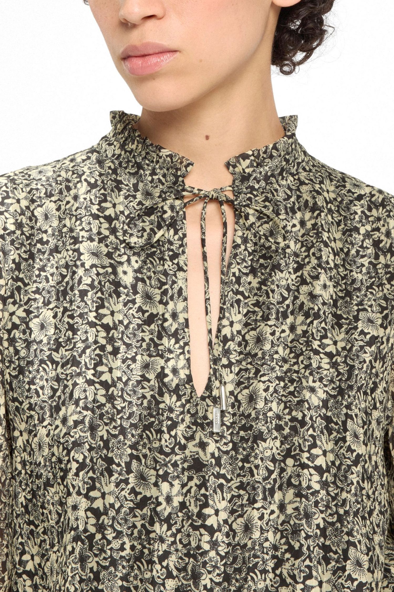 BOSS ΜΠΛΟΥΖΑ C_BERODEO ΕΜΠΡΙΜΕ ΔΕΣΙΜΟ ΛΑΙΜΟ ΜΑΥΡΟ-ΜΠΕΖ